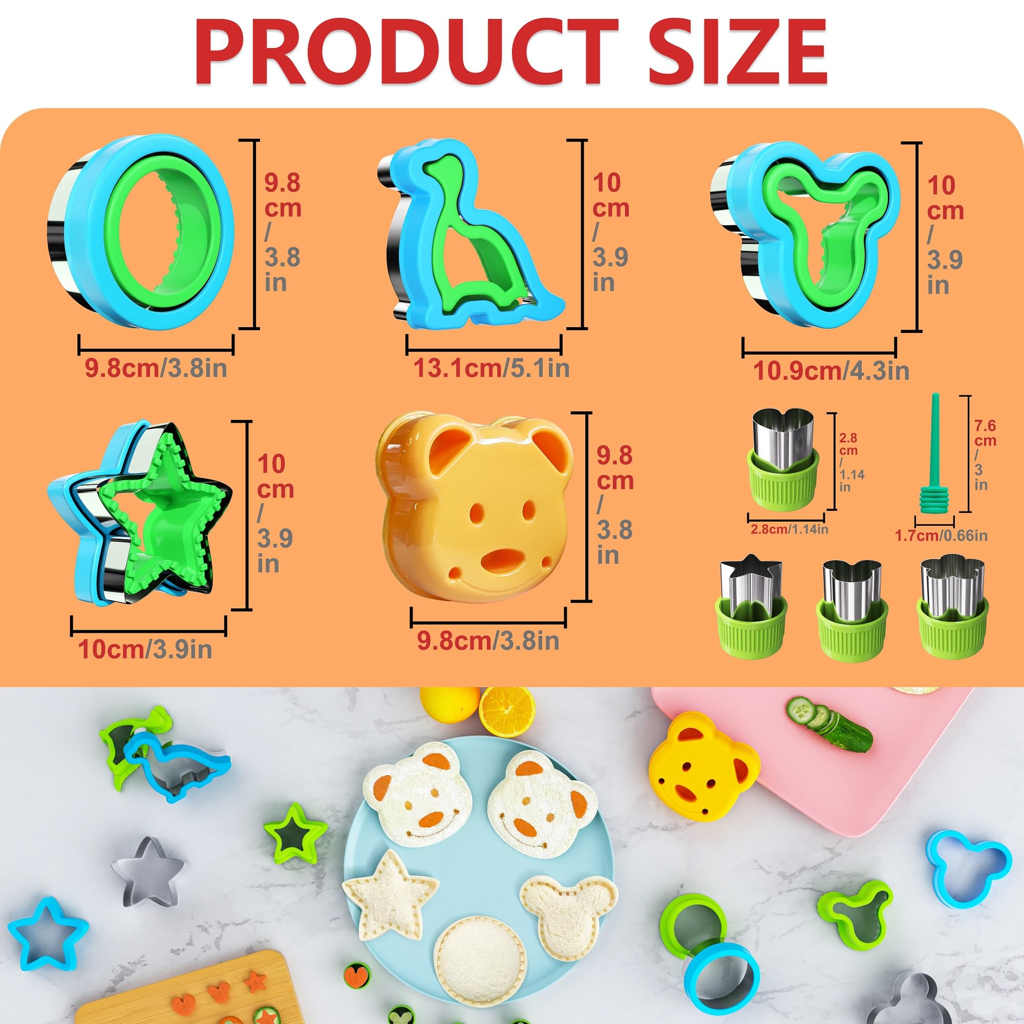 Adocfan 10-Piece Sandwich Cutter and Sealer Set - Large Uncrustables Maker, Bread Mold & DIY Cookie Cutter for Kids Lunch Box, Bento Box - Perfect for School Lunches, Picnics and Party Snacks