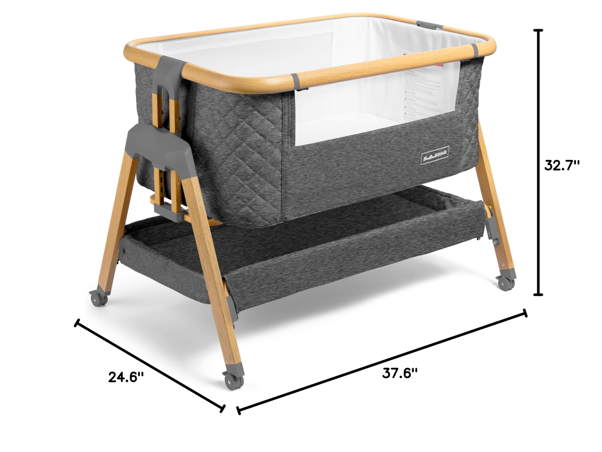 3 in 1 Portable Baby Bassinet with Wheels - Adjustable Bedside Sleeper Crib for Newborns & Infants with 7 Height Settings, Foam Mattress & Storage Basket | Includes Carry Bag | Perfect for Nursery, Bedroom & Travel