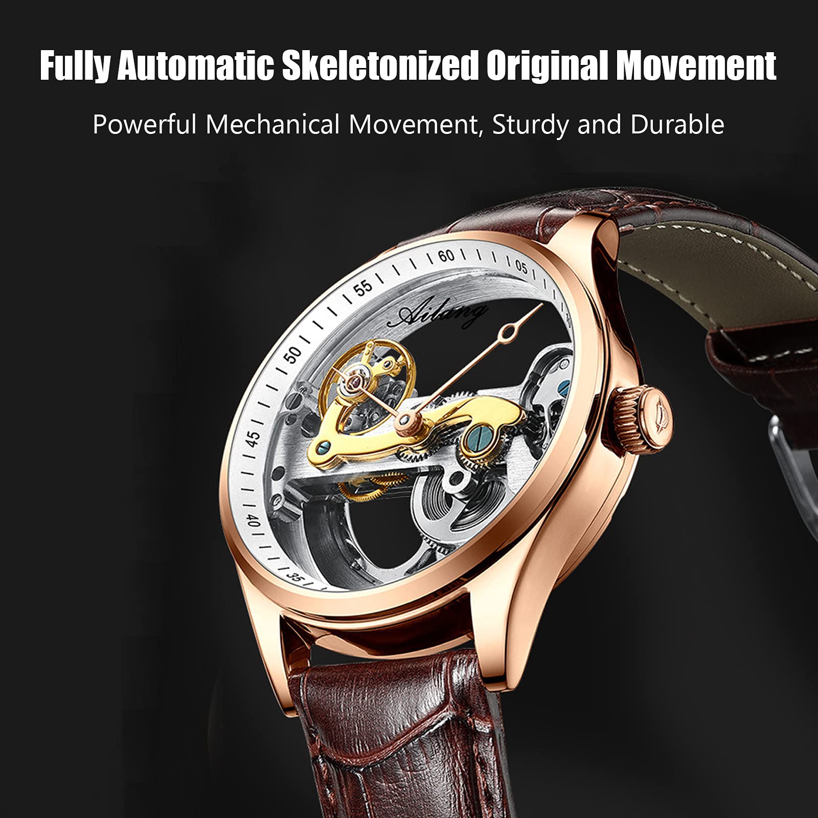 RORIOS Men's Automatic Mechanical Watch - Stainless Steel Band, Self-Winding, Waterproof Dress Watch for Business & Formal Occasions | Perfect for Office, Weddings & Special Events