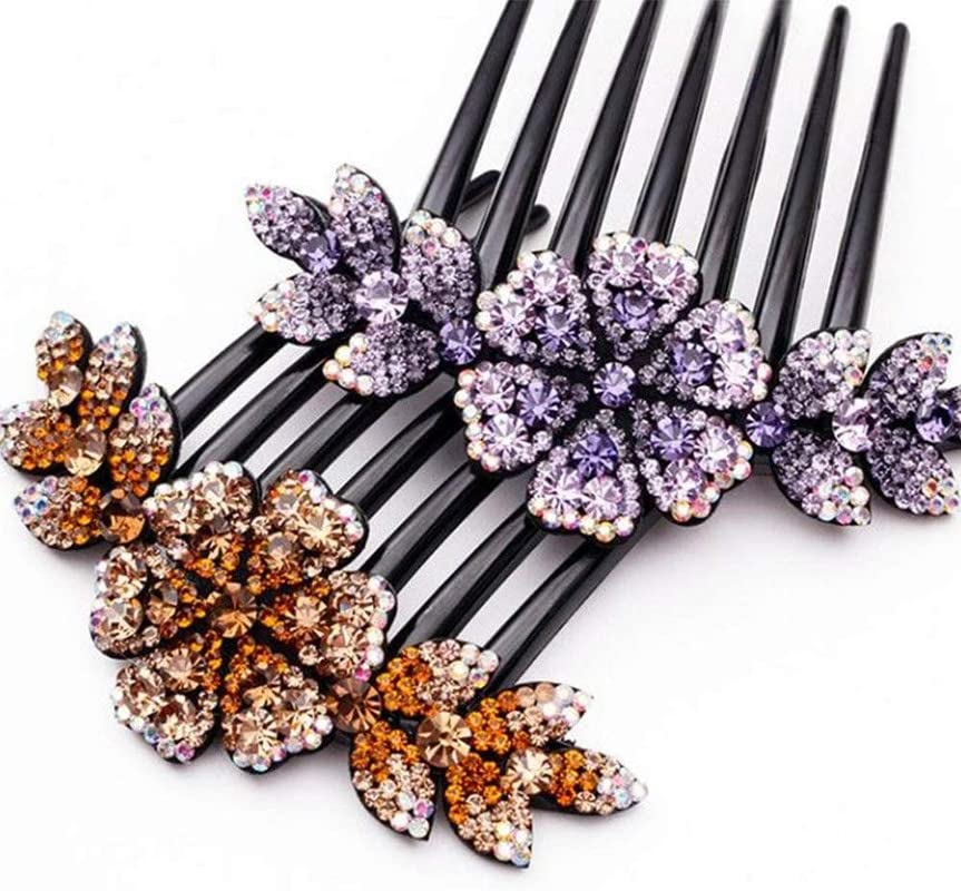 FAMEZA Rhinestone Flower Hair Comb Clip - Elegant Bridal Wedding Hair Accessories for Women, Multicolor (1 Piece) - Perfect for Weddings, Prom, Parties & Special Occasions