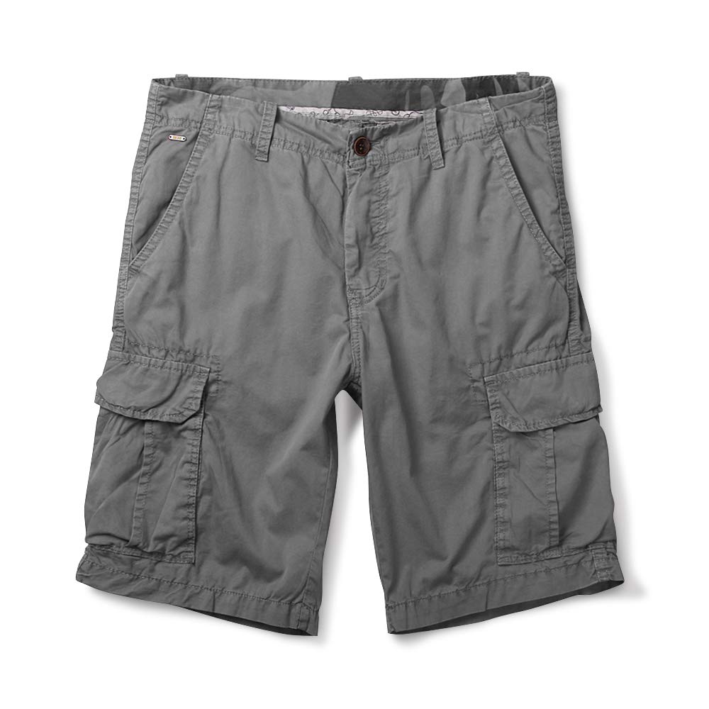 OCHENTA Men's Lightweight Cargo Shorts - Breathable Cotton Casual Shorts with Multiple Pockets for Outdoor, Hiking, Travel & Summer Activities (No Belt Needed)
