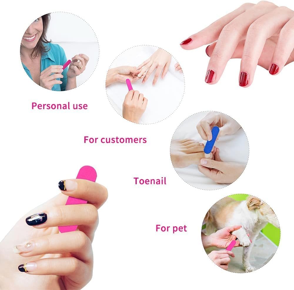 100Pcs Disposable Mini Nail File Set - Professional Double Sided Emery Boards for Manicure, Nail Care & Home Use | Perfect for Nail Salons, DIY Nail Art & Travel Grooming Kits