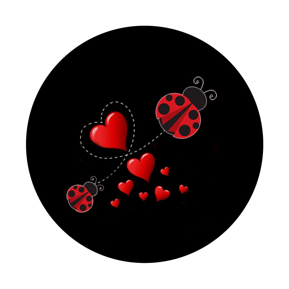 Ladybugs With Hearts PopSockets PopGrip: Swappable Phone & Tablet Grip for Secure Hold, Stylish Design, Perfect for Everyday Use, Travel, and Selfies