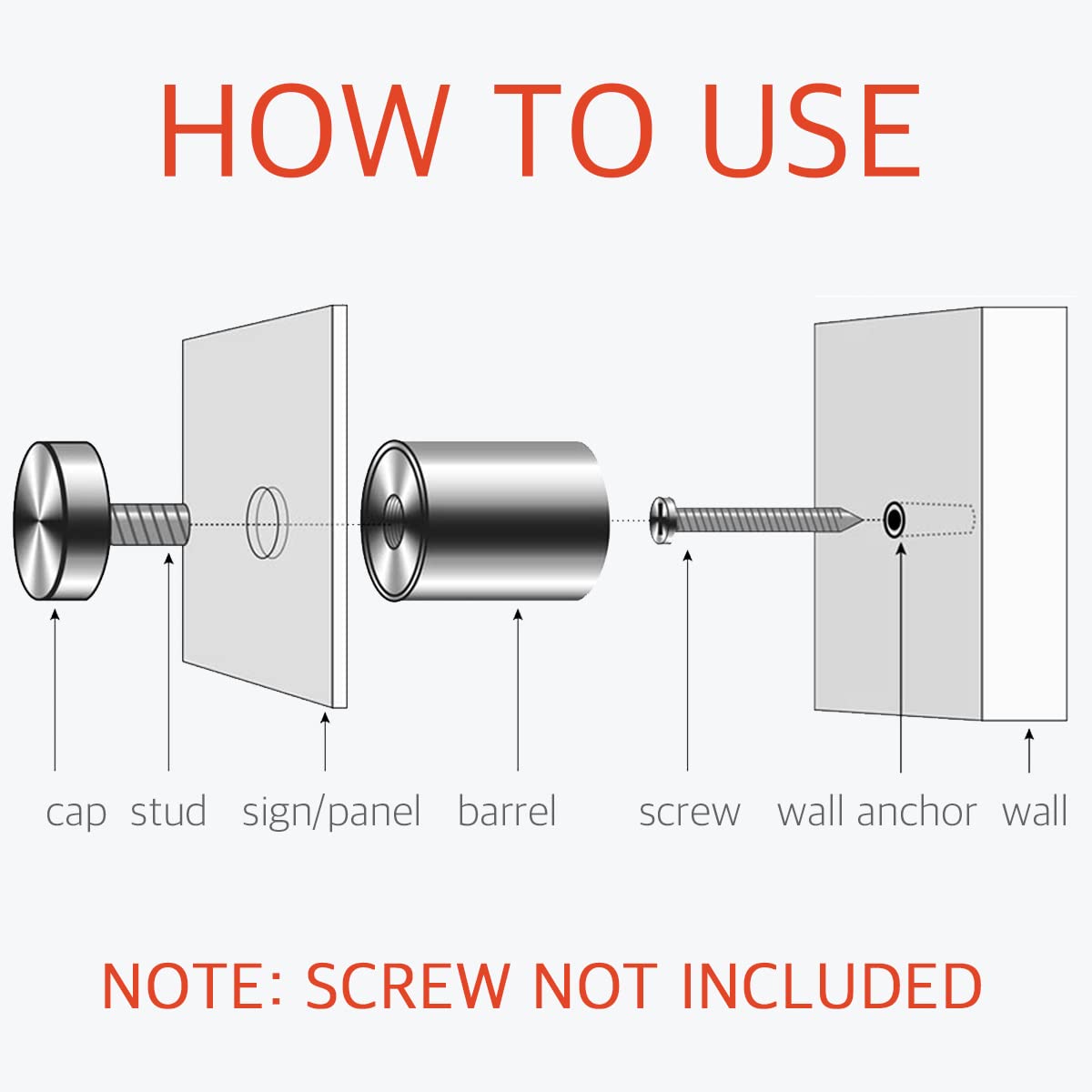 Stainless Steel Standoff Screws 12x40mm (20 Pcs) - Acrylic & Glass Sign Mounts for Displays