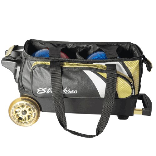 KR Strikeforce Cruiser Lux Double Roller Gold Bowling Bag - Premium Bowling Equipment for Men & Women - Perfect for League Play, Tournaments & Practice Sessions