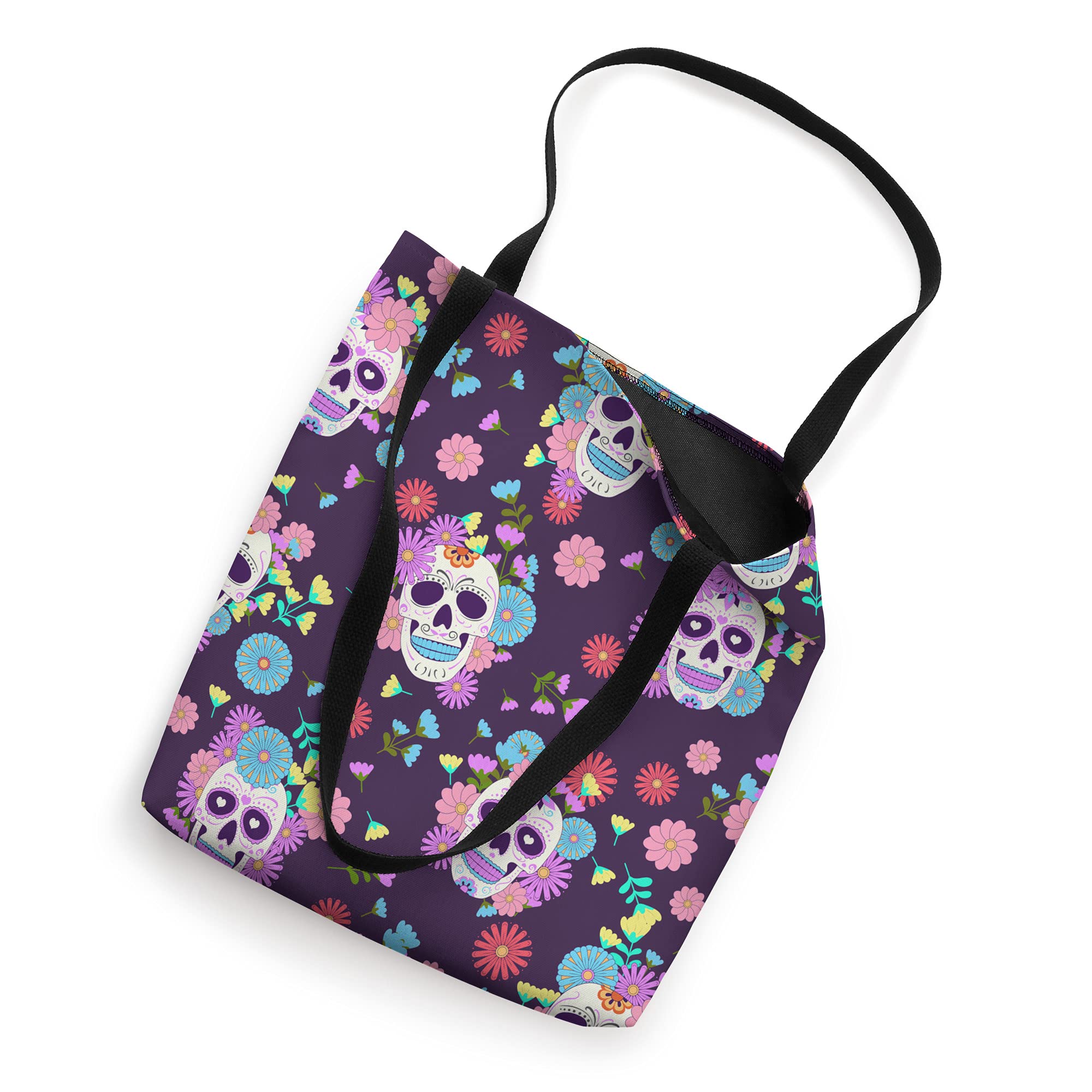Day of the Dead Skull Halloween Trick or Treat Tote Bags - Durable Reusable Candy Collection Bags for Dia de Los Muertos Celebrations, Halloween Parties & Costume Events