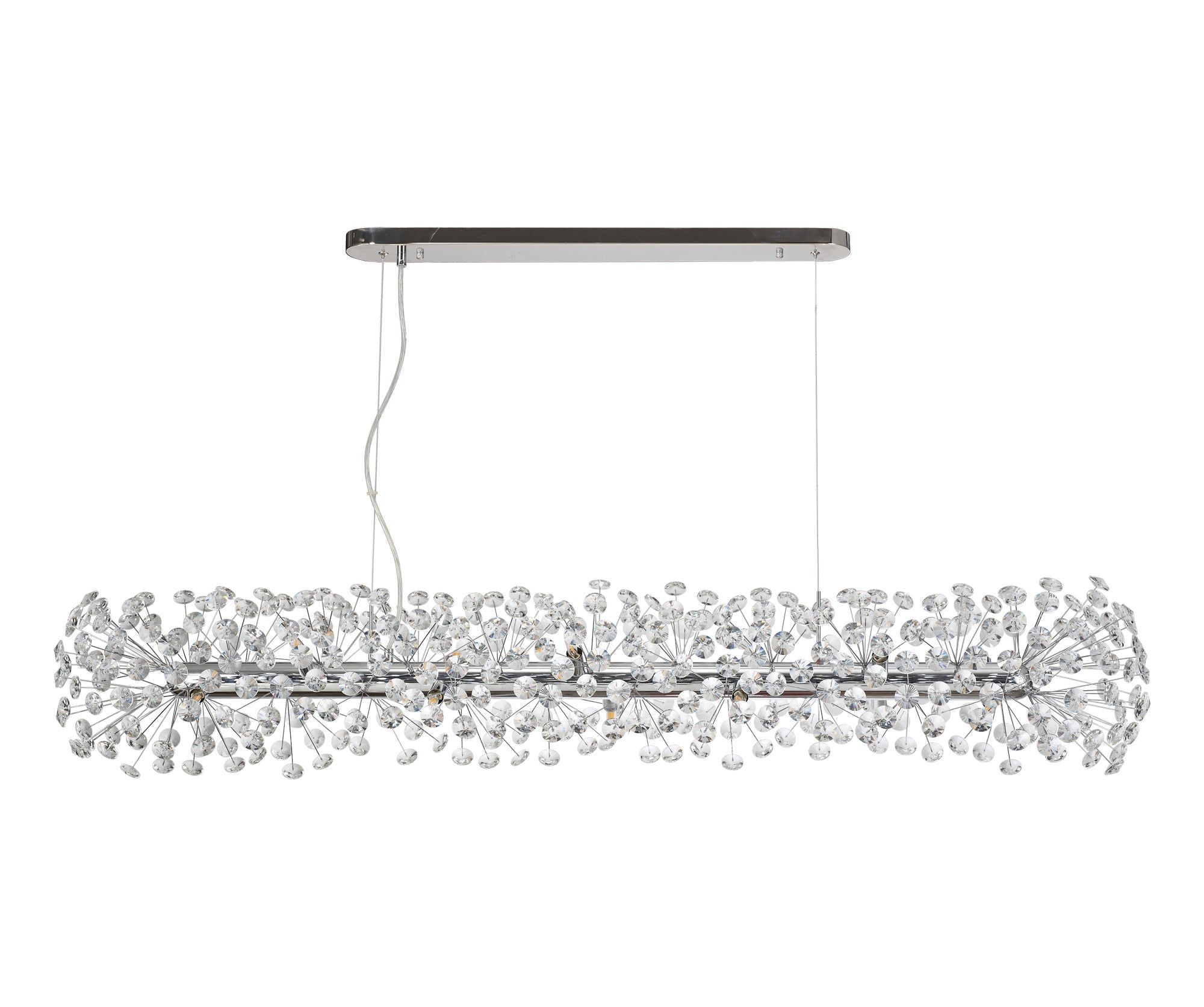 Bellagio Oblong Linear Pendant Light Fixture - 10/14 Light G9 Base in French Gold/Crystal or Chrome/Crystal - Perfect for Dining Room, Kitchen Island, or Entryway Lighting
