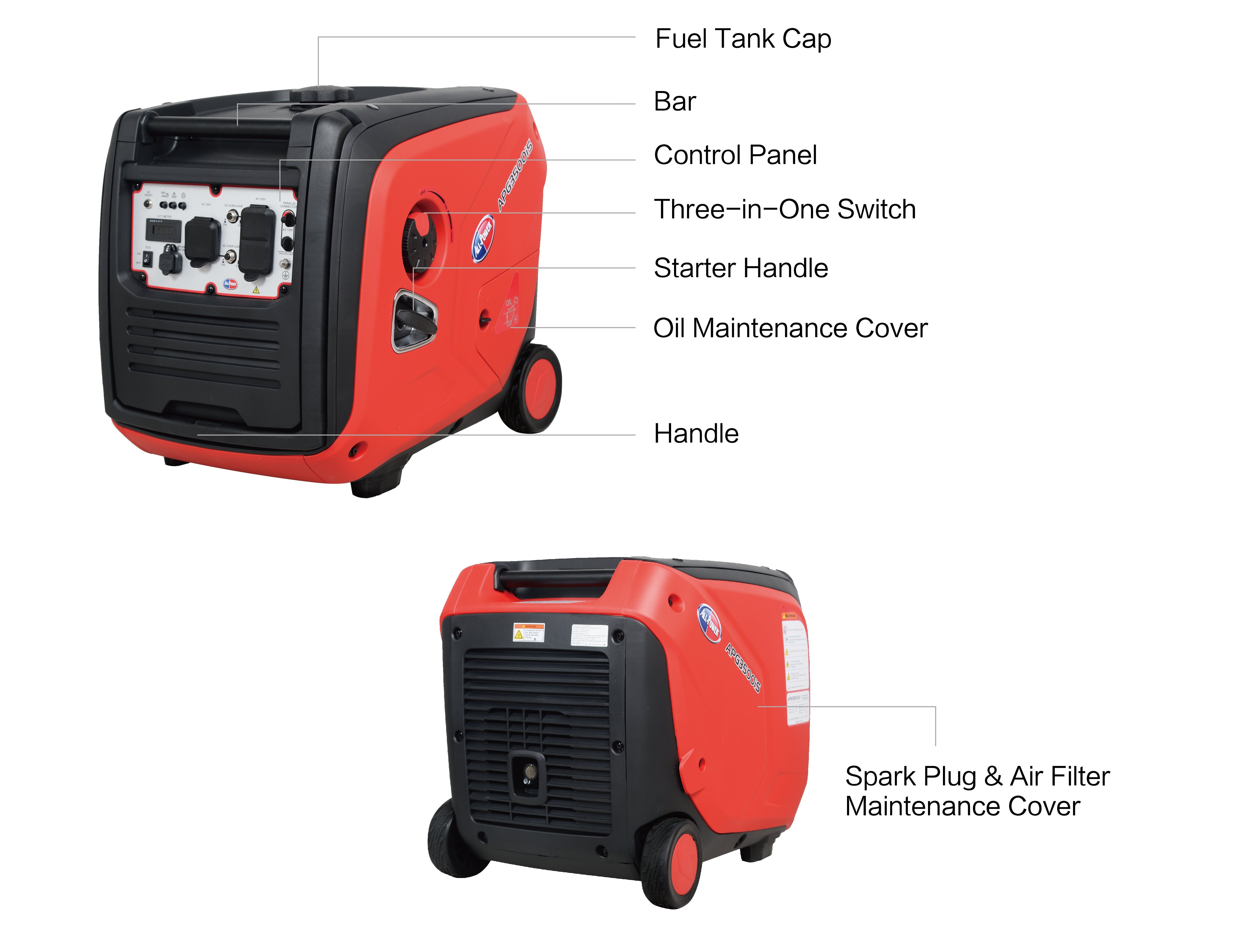 All Power America APG3500IS 3500W/4300W Portable Inverter Generator with Recoil Start - Perfect for Camping, RV Trips & Emergency Power Backup