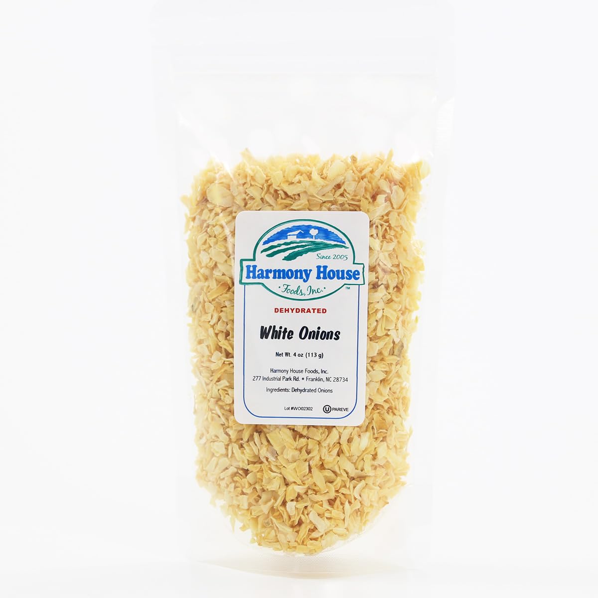 Harmony House Dried Chopped Onions 4oz - All Natural Dehydrated Vegetables for Cooking, Soups, Stews & Seasoning | Perfect for Camping, Emergency Food Storage & Pantry Supplies | Resealable Zip Pouch