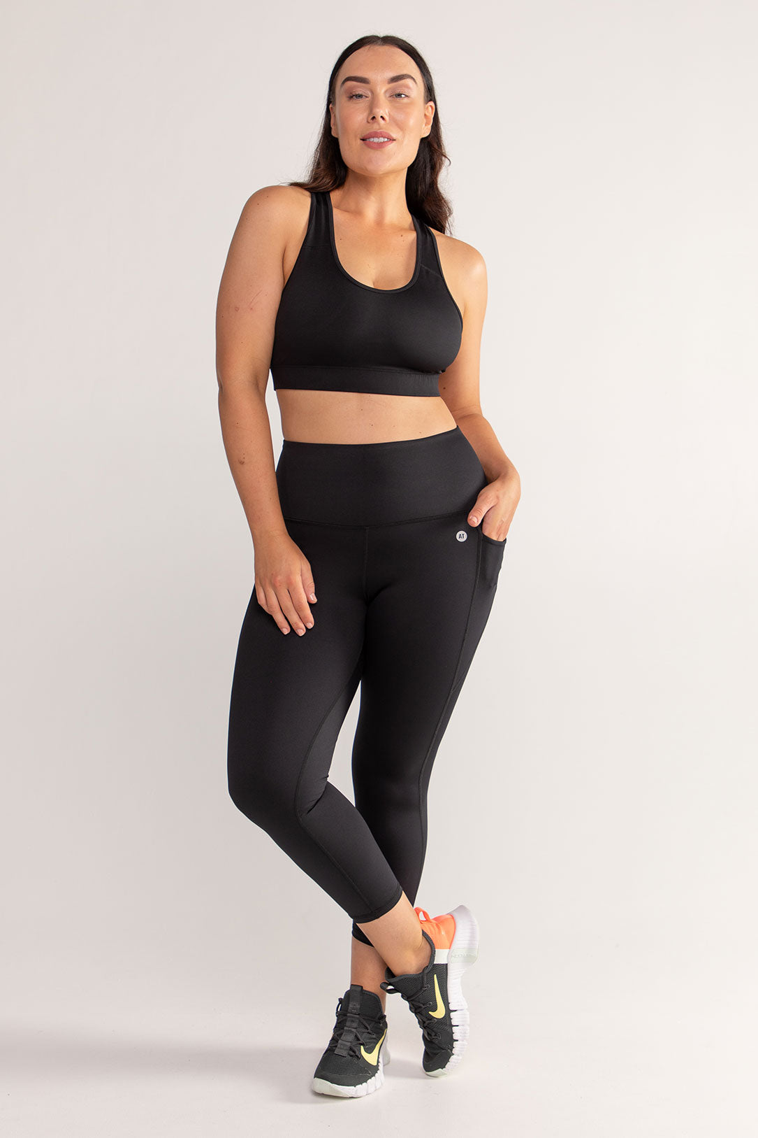 Training Pocket Move 7/8 Leggings for Women - Black | High-Waisted Workout Yoga Pants with Side Pockets | Perfect for Gym, Running & Lounge Wear