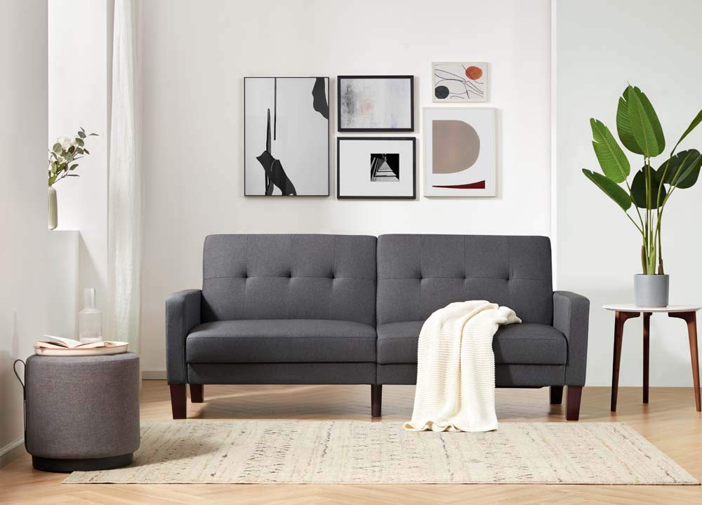 MYTUNES Convertible Sofa Bed with Upholstery Fabric - 3-in-1 Sleeper Sofa for Small Spaces, Living Room Furniture for Apartments & Guest Rooms (Perfect for Studio Apartments, Dorms & Home Offices)