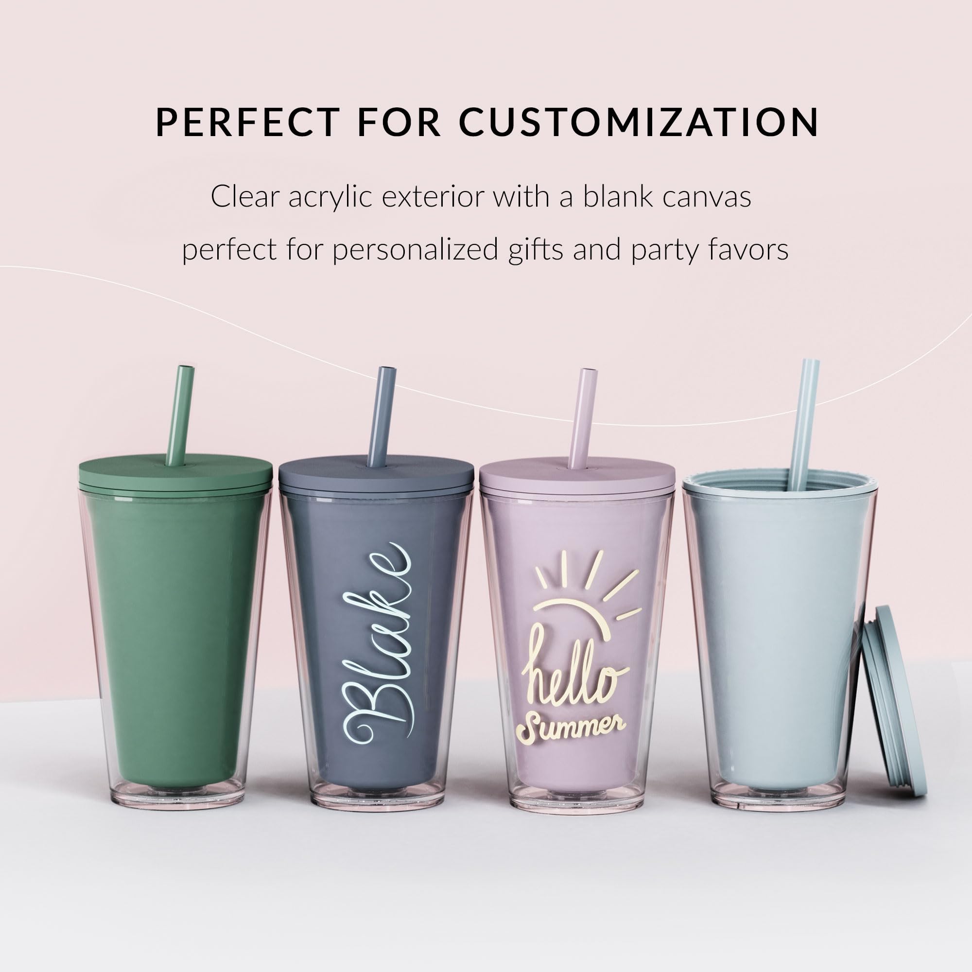 Maars Classic 16oz Acrylic Tumbler with Lid and Straw - Premium Insulated Reusable Plastic Cup for Iced Coffee, Double Wall Design, BPA Free (Sea Forest, 2 Pack) - Perfect for Office, Travel, and Outdoor Activities