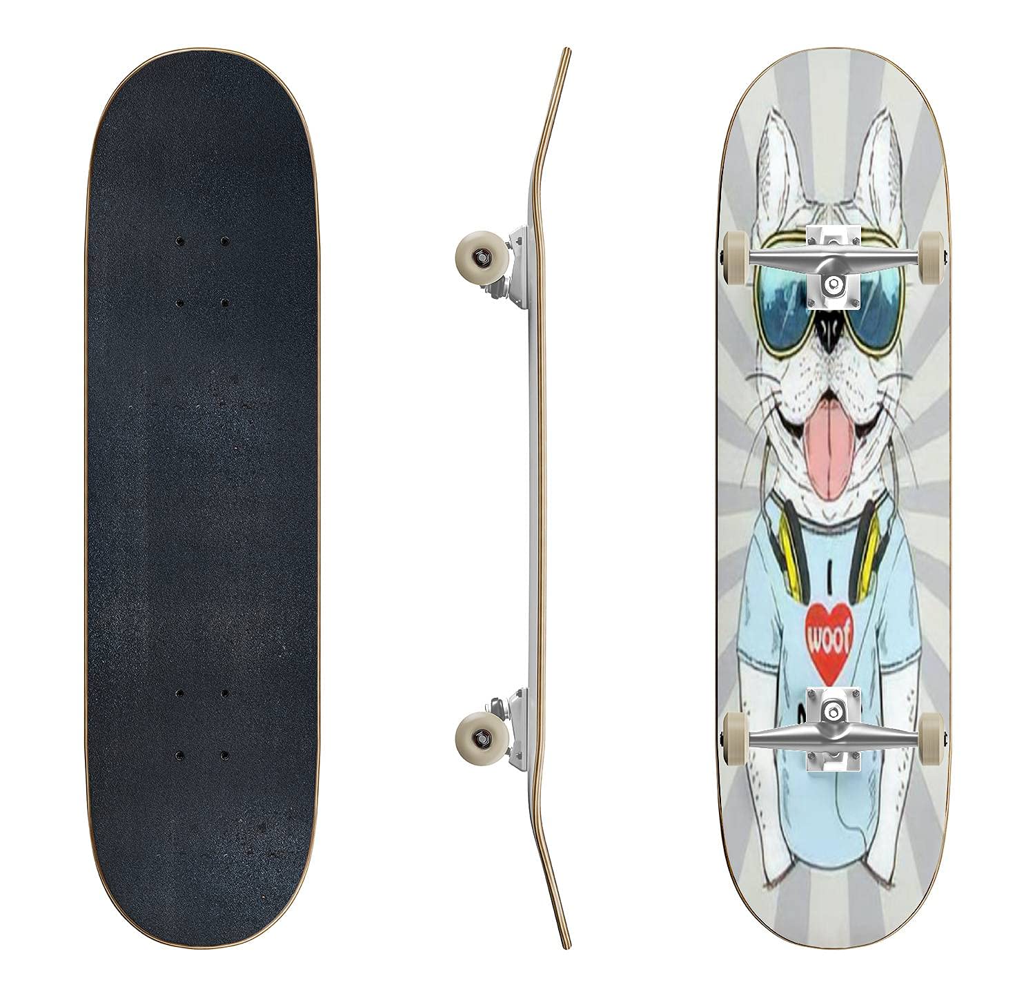 Dinosaur Skateboard - Colorful Dinosaur Illustration Longboard for Beginners & Pros | Classic Concave Design | Extreme Sports & Teen Gifts | Perfect for Street Skating, Commuting & Skatepark Tricks