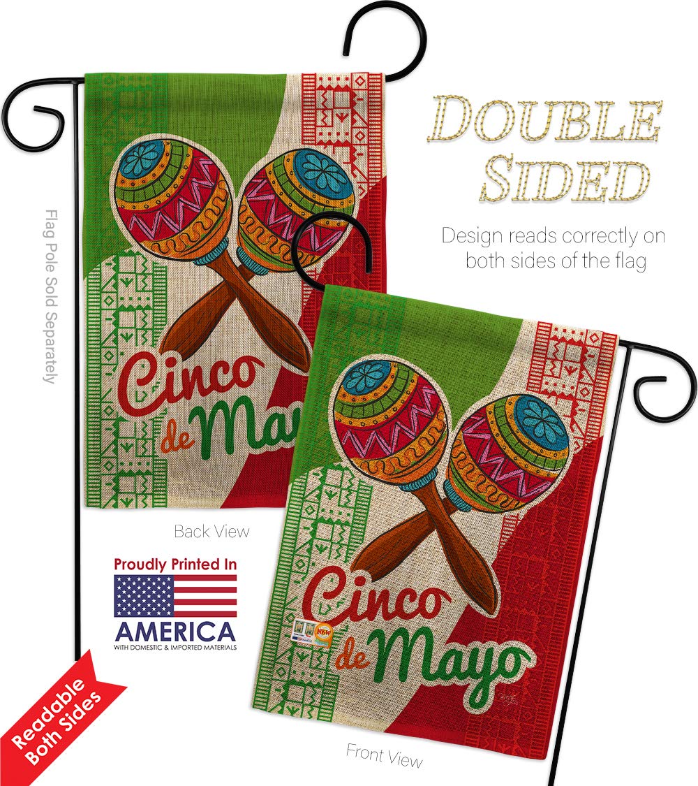Mexican Fiesta Maracas & Cactus Flag Set - Double-Sided Outdoor Decor for Cinco de Mayo Parties