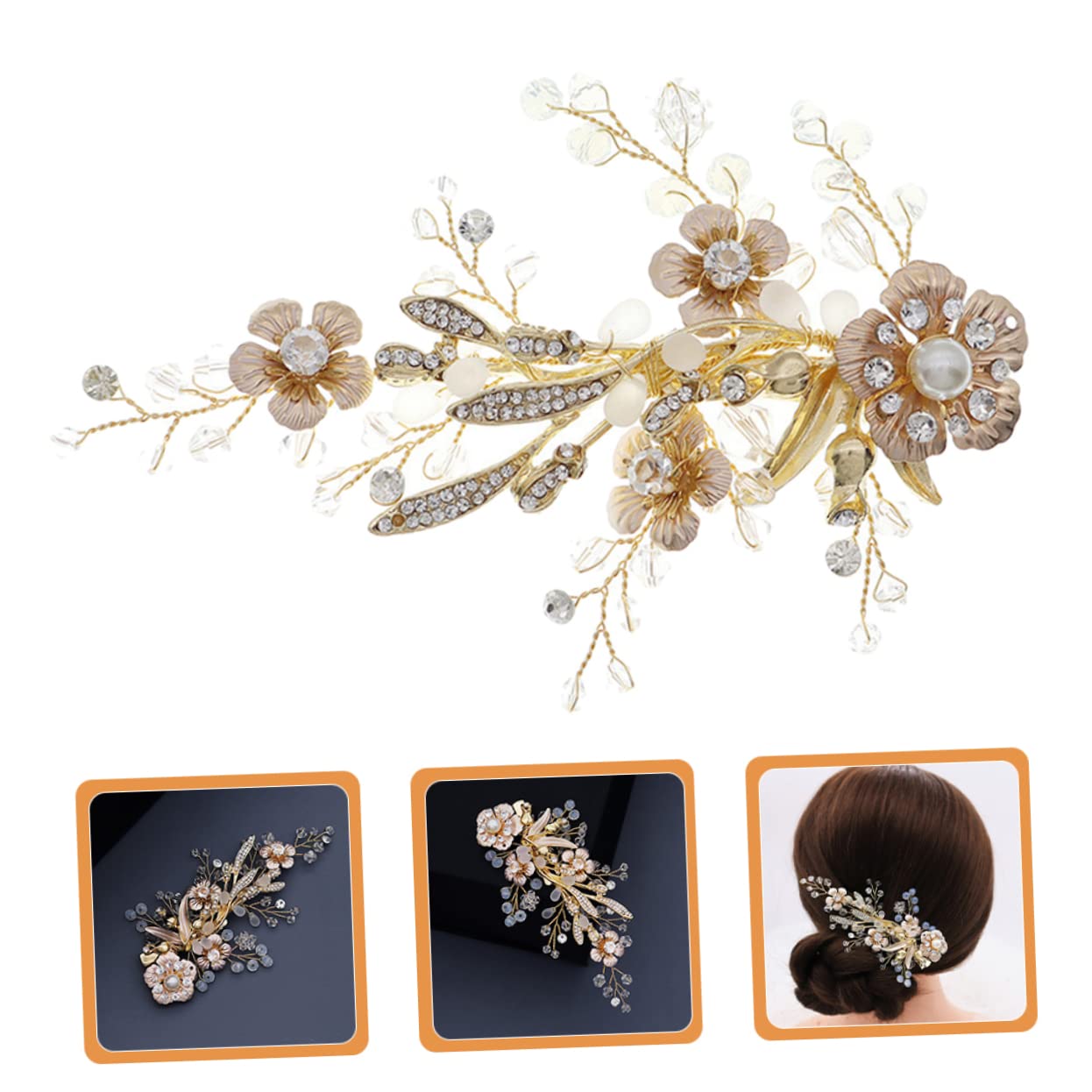 Minkissy Pearl Flower Bridal Hair Pins - Rhinestone Hair Clip for Wedding & Parties