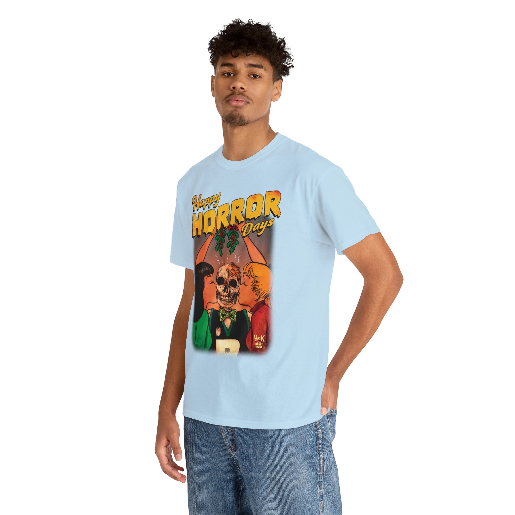 Happy Horror Days Love Triangle Graphic Tee - Unisex Heavy Cotton T-Shirt with Archie, Betty & Veronica Design | Perfect for Halloween, Comic Con & Pop Culture Fans