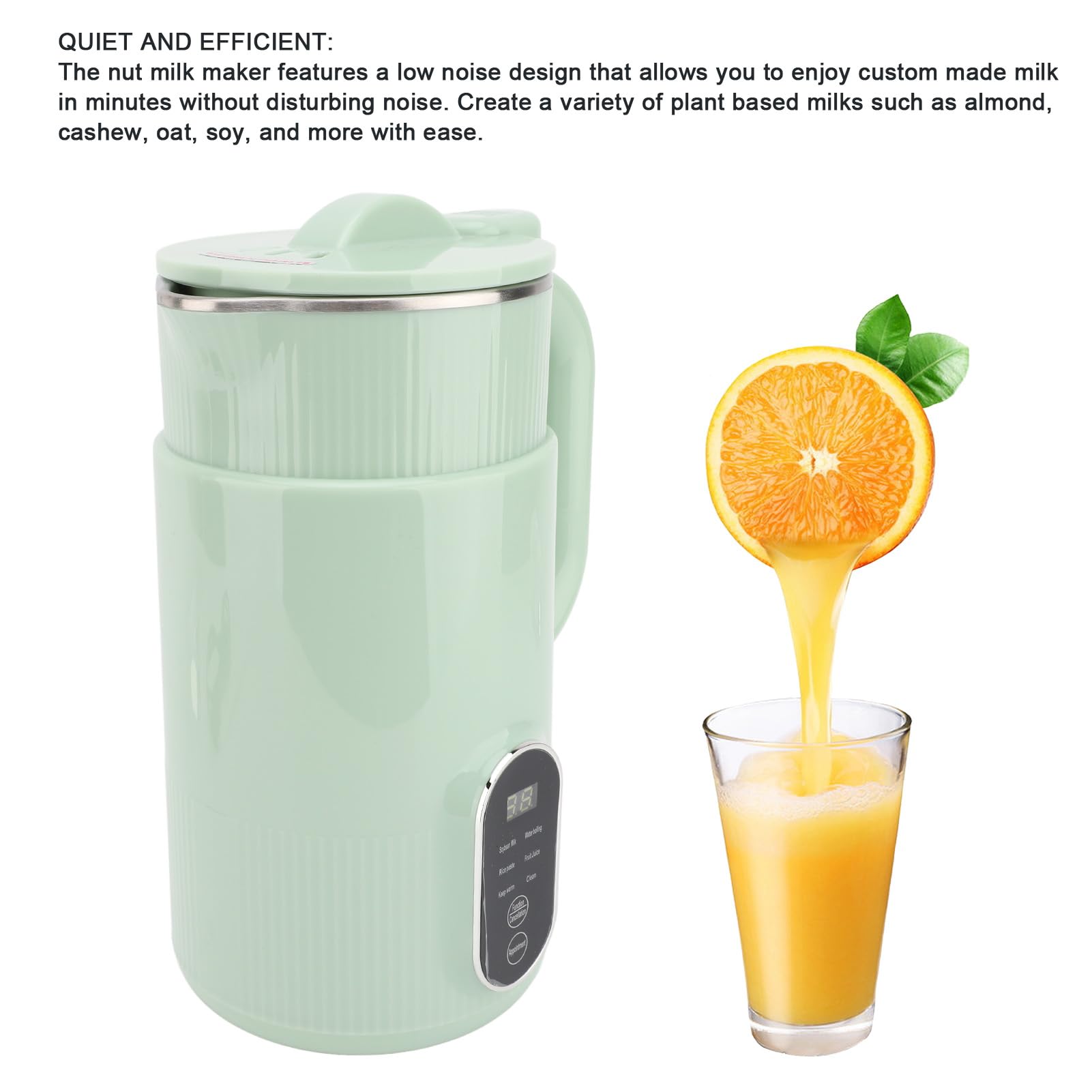 TOPINCN Soy Nut Milk Maker with Stainless Steel Blades - Fast Homemade Plant-Based Milk Machine for Smooth & Creamy Almond, Soy, Oat Drinks - Includes Filter Bags (Green) - Perfect for Vegan Breakfast, Healthy Snacks & Family Nutrition
