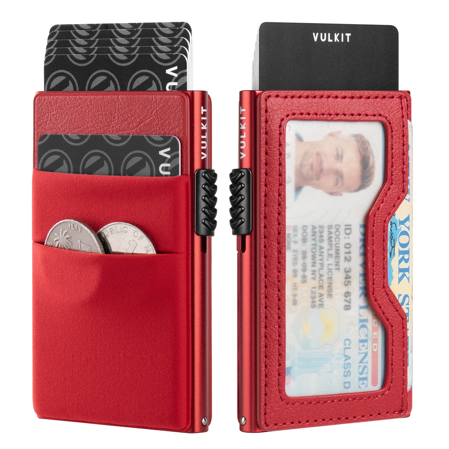 VC306 Elastic Cloth & Leather Slim Wallet with Clear ID Window - Perfect for Cash, Coins, Credit Cards & Daily Essentials | Ideal for Travel, Work & Everyday Use