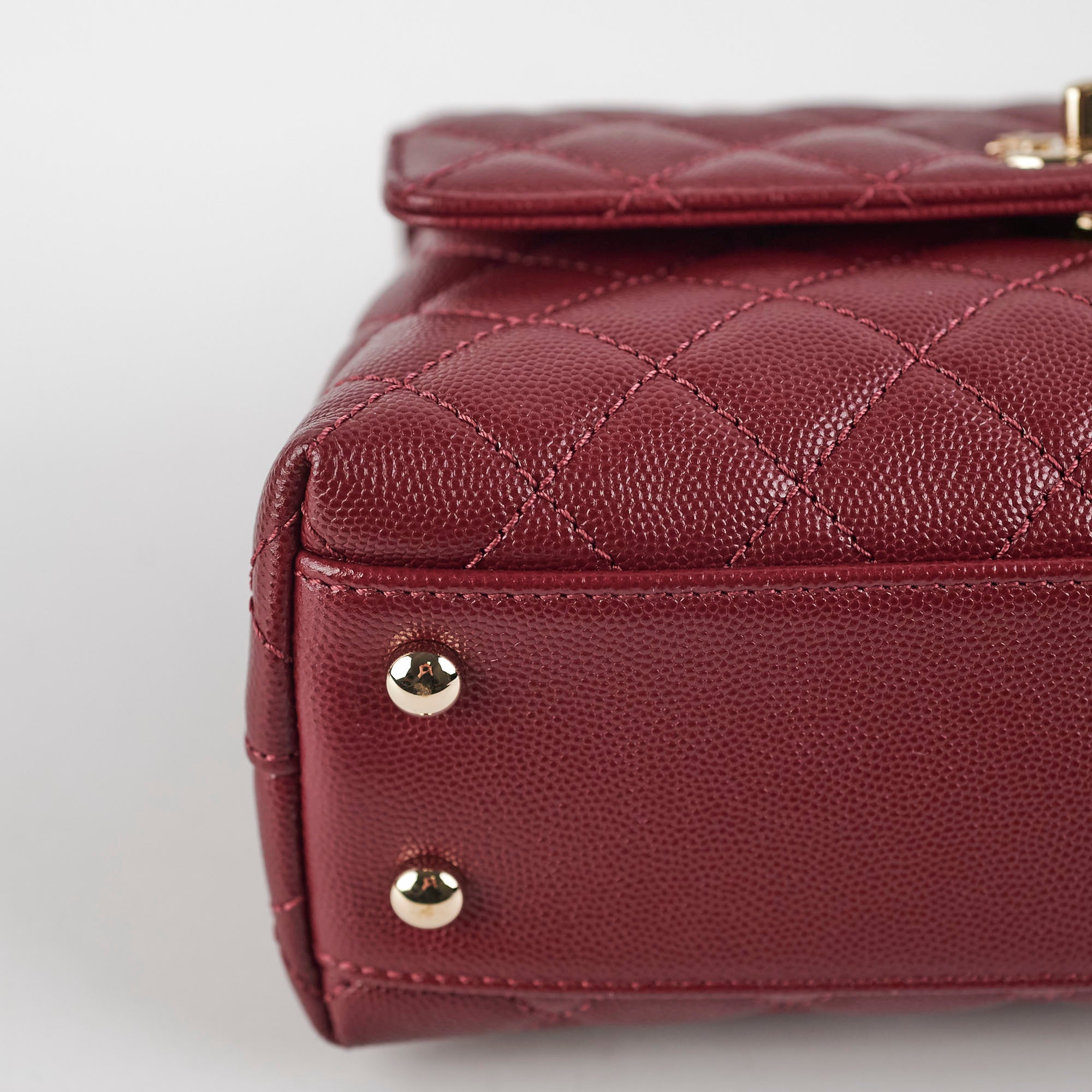 Chanel Small Coco Handle Bag in Burgundy Caviar Leather with Lizard Embossed Detailing - Perfect for Evening Events & Luxury Fashion Accessories