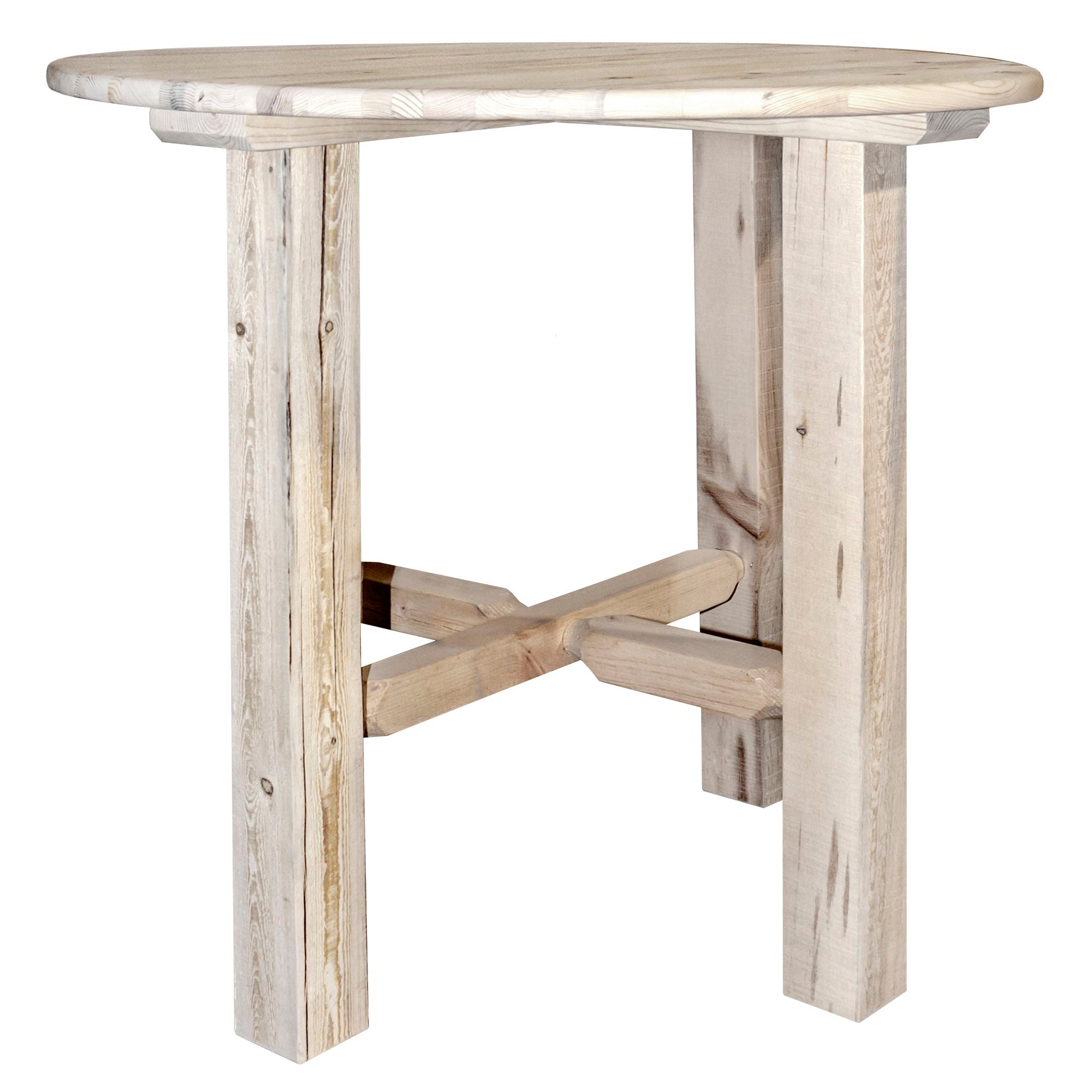 Montana Counter Height Bistro Table - 24 Inch Bar Table for Kitchen, Dining & Outdoor - Rustic Wood Pub Table with Metal Base for Small Spaces, Breakfast Nook & Patio