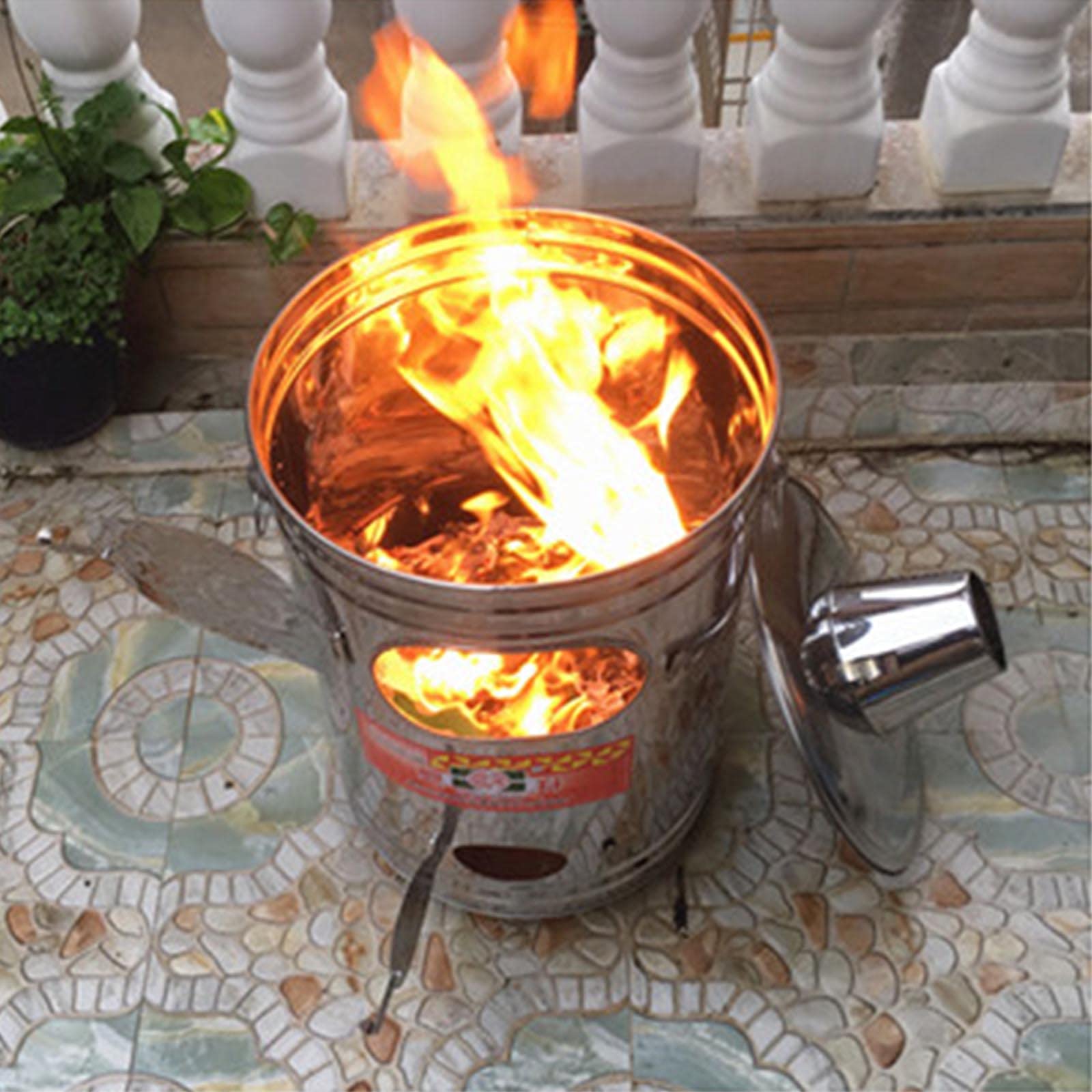Stainless Steel Portable Incinerator Burn Barrel - 31x57CM Fire Cage for Burning Garbage, Waste Paper, Leaves | Ideal for Garden Waste Disposal, Backyard Cleanup & Camping Fire Pit