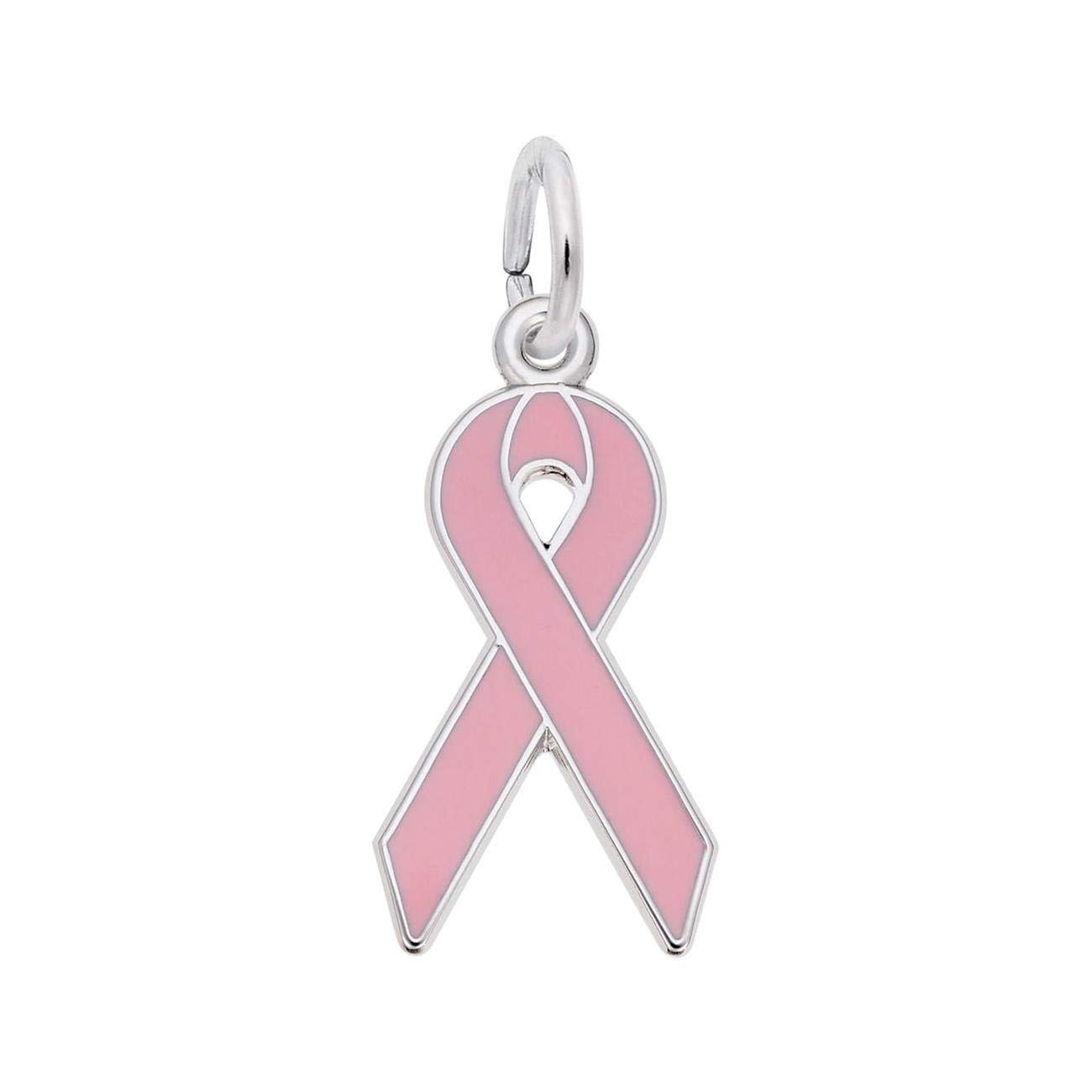 Sterling Silver Pink Ribbon Charm for Jewelry Making - Breast Cancer Awareness Gift for Women - Perfect for Necklaces, Bracelets & Keychains