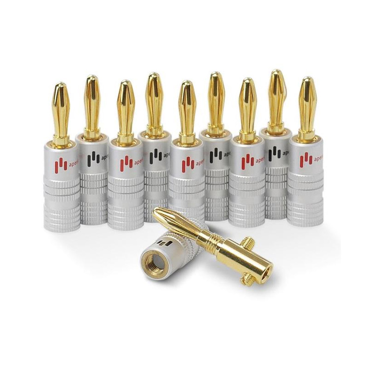 Aperion Audio Premium Banana Plugs (5 Pairs) - Gold Plated Connectors for Speaker Wire - Perfect for Home Theater & Audio Systems