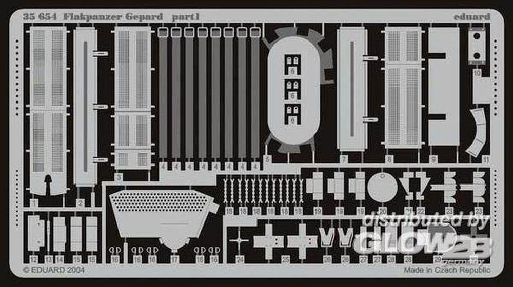 Eduard 35654 German Army Flakpanzer Cheetah 1/35 Scale Photo-Etched Model Accessories Set - Perfect for Military Vehicle Model Kits & Historical Dioramas