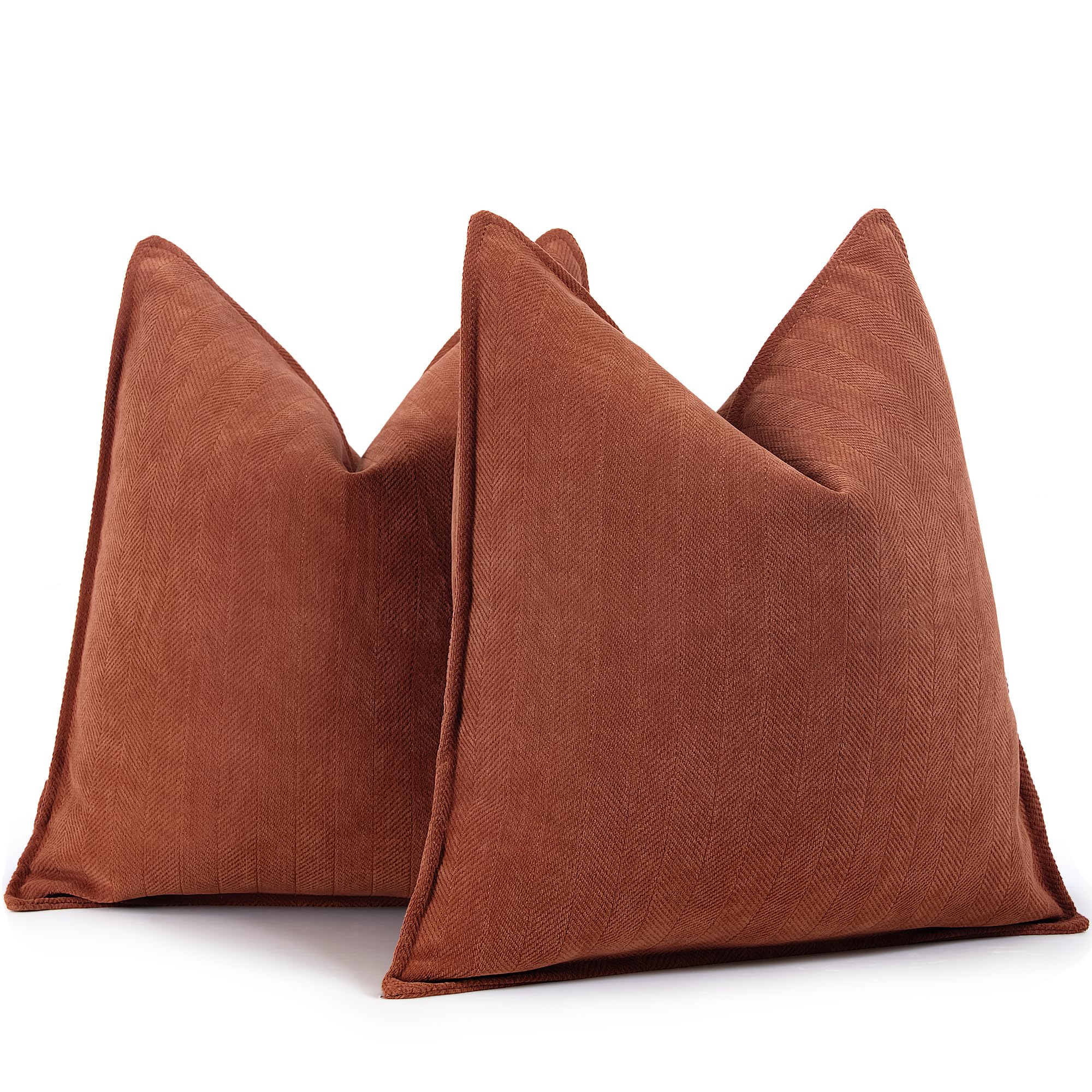 ZWJD Rust Chenille Throw Pillow Covers 18x18 Inch Set of 2 - Soft & Luxurious Fall Decorative Pillow Cases for Couch, Bed, Sofa - Elegant Home Decor Accents | Perfect for Living Room, Bedroom & Seasonal Home Styling