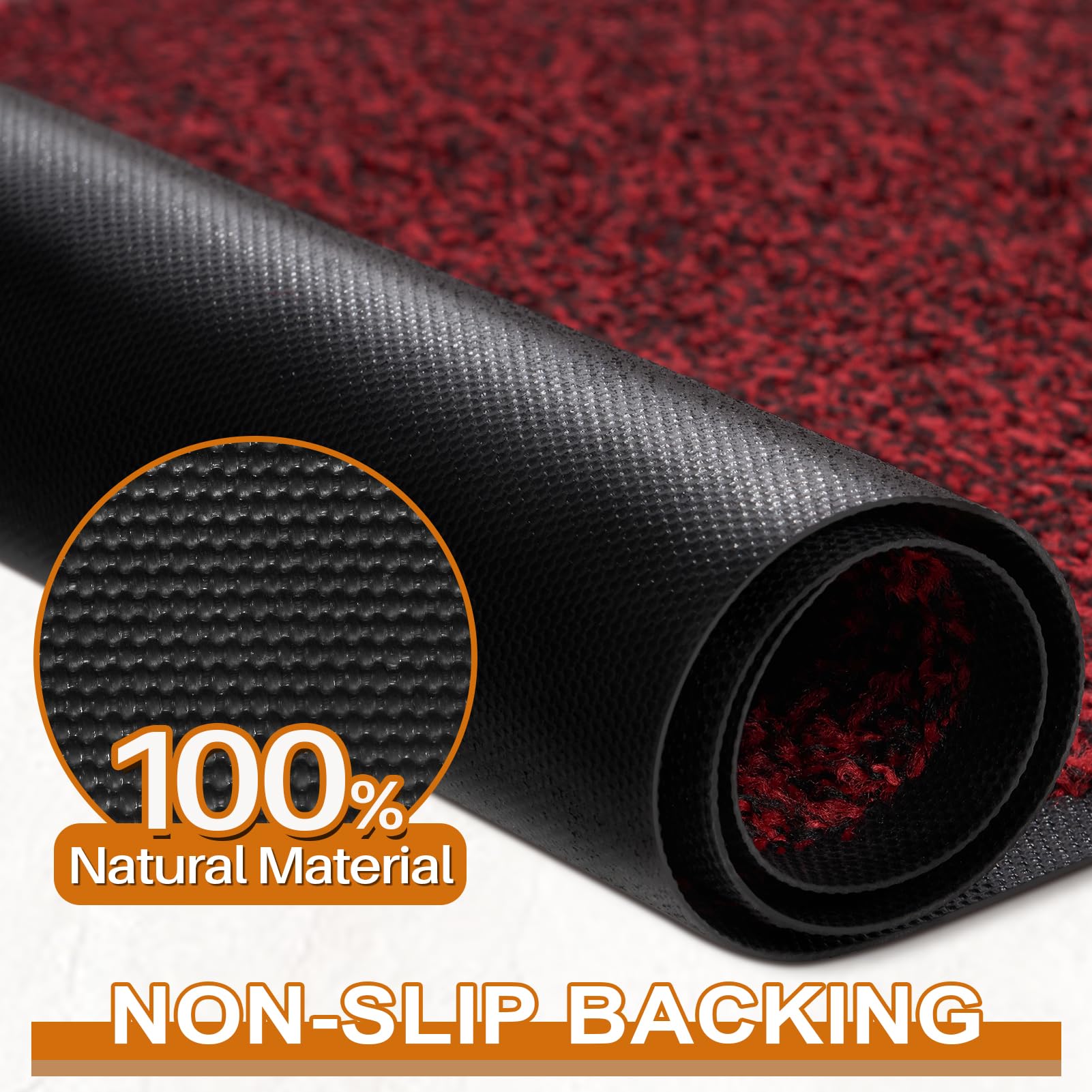 Premium Mibao Dirt Trapper Door Mat 24x36 Inches - Washable Non-Slip Entrance Rug for Indoor/Outdoor Use | Heavy Duty Shoe Scraper & Super Absorbent Front Door Carpet in Red/Black | Perfect for Mudrooms, Entryways, Patios & High Traffic Areas