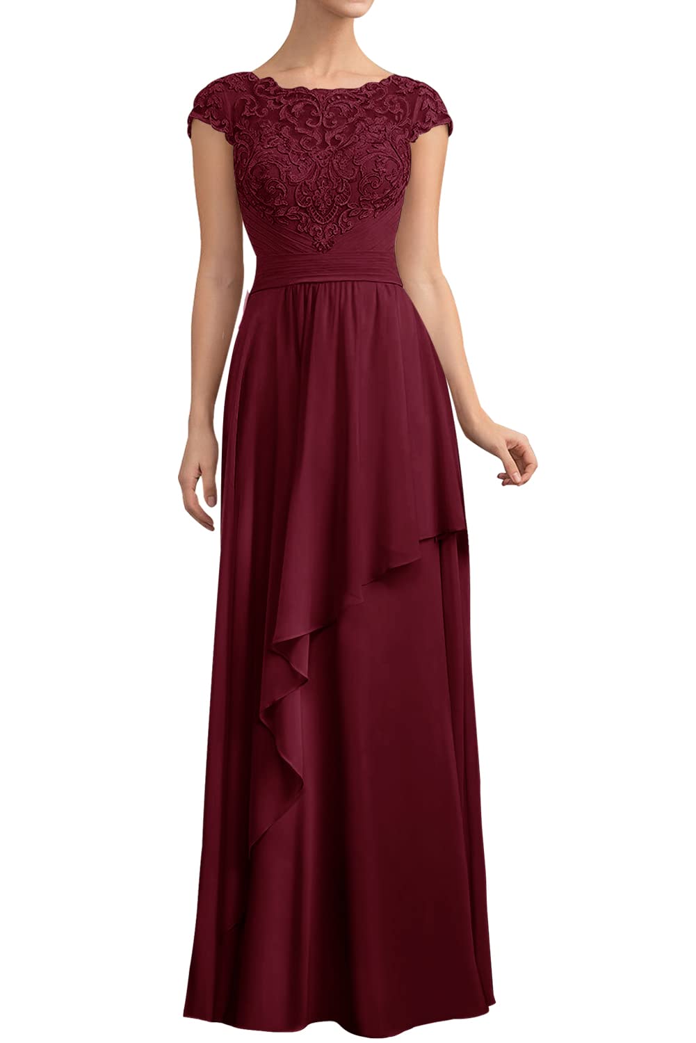 Elegant Mother of The Bride Dresses - Chiffon Long Evening Gown with Lace Details for Wedding Guest & Formal Occasions | Perfect for Weddings, Galas, and Special Events