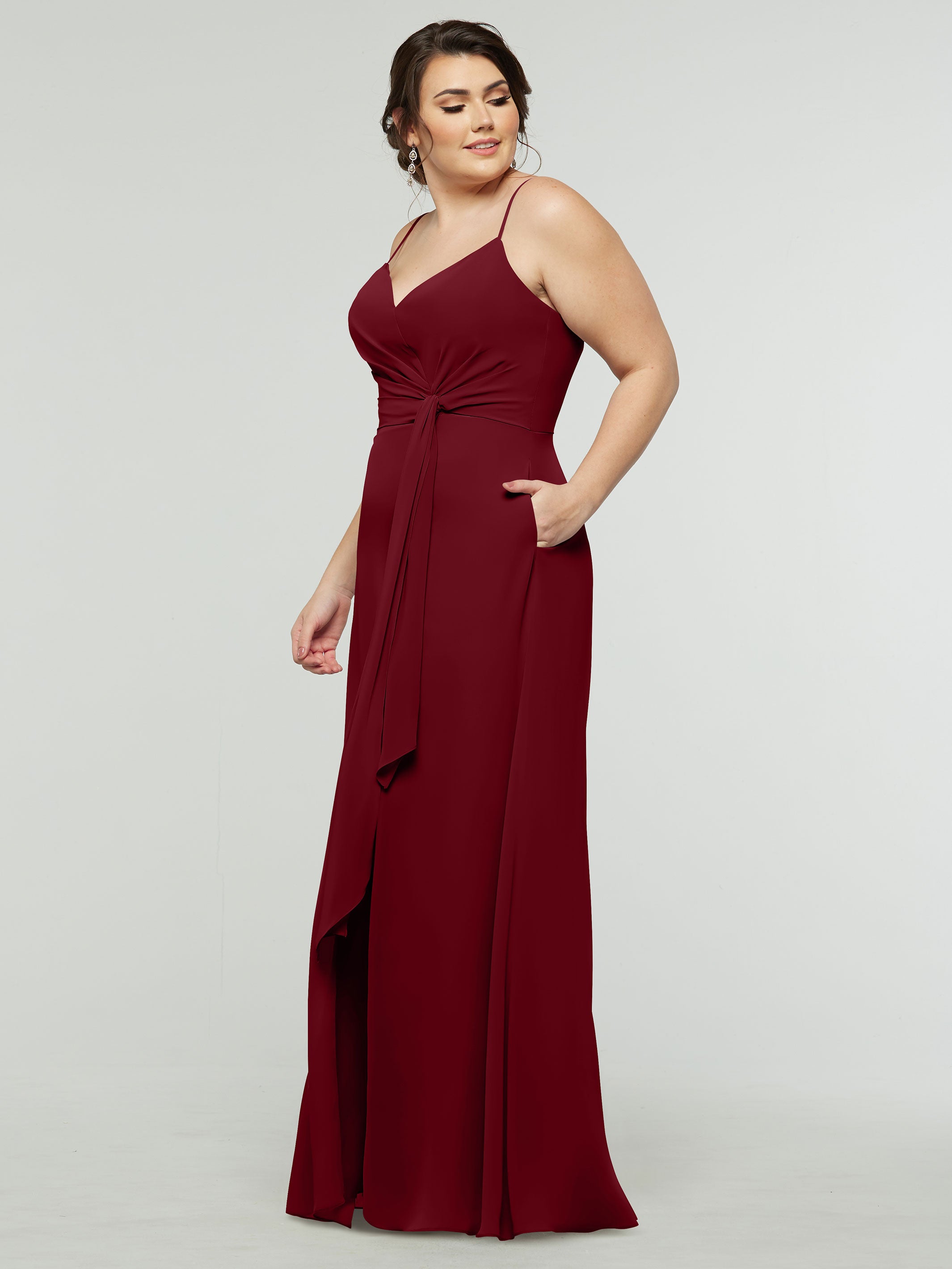 Elegant 80182 Chiffon A-Line Bridesmaid Dress with V-Neck & Spaghetti Straps - Perfect for Weddings, Prom & Formal Events