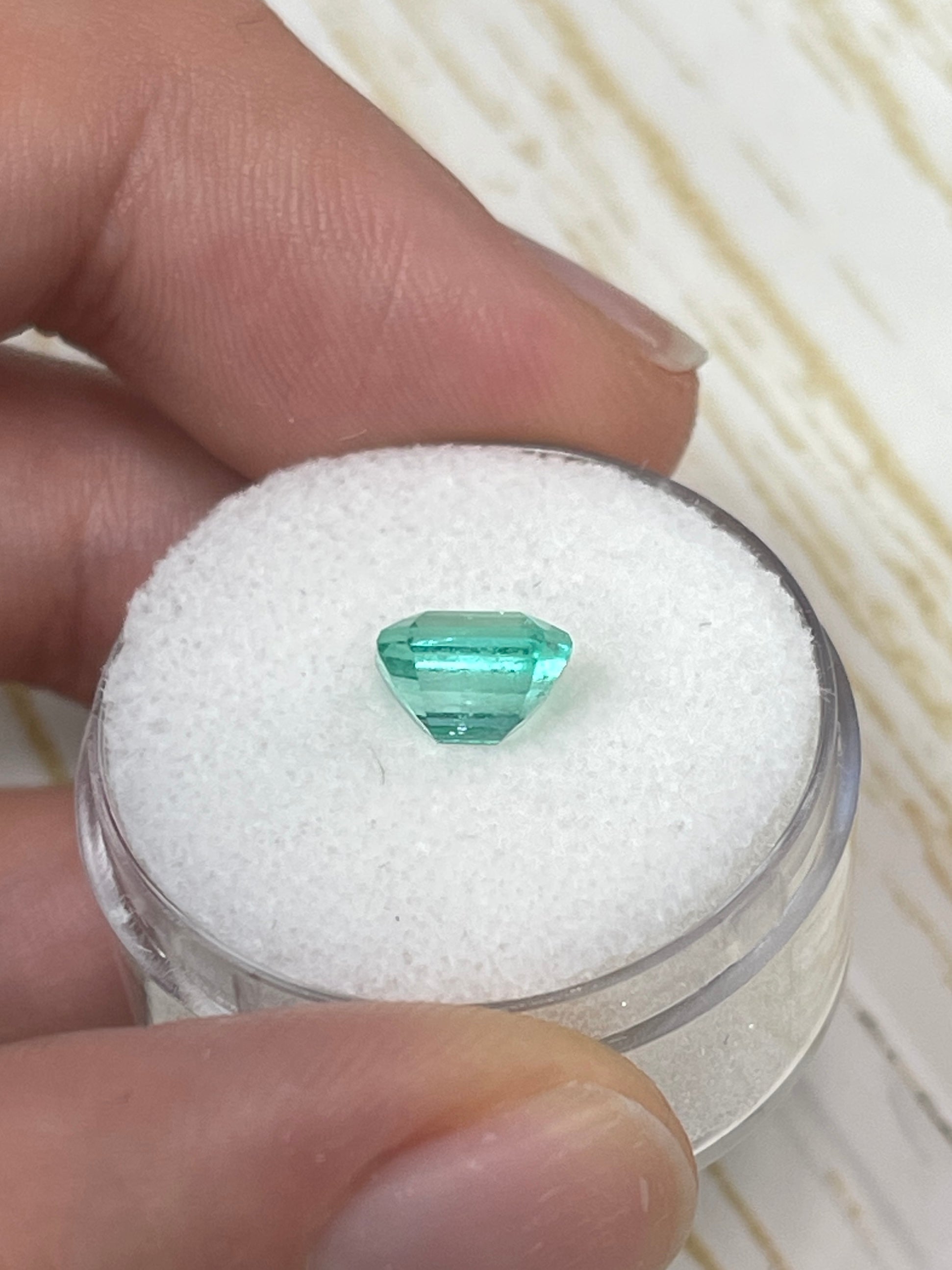 1.59 Carat 7x6mm Pastel Green Natural Loose Colombian Emerald Gemstone - Emerald Cut for Jewelry Making, Engagement Rings & Collector's Pieces