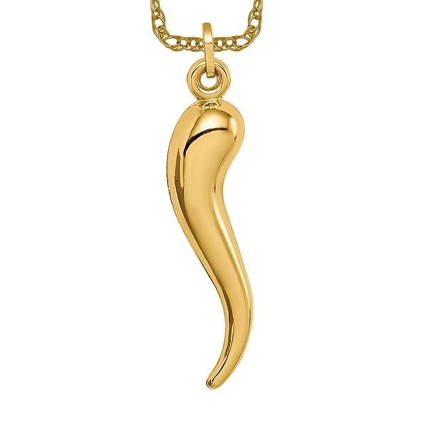 14K Solid Yellow Gold Italian Horn Necklace - Cornicello Lucky Charm Pendant for Protection & Good Fortune | Perfect Gift for Birthdays, Anniversaries & Special Occasions