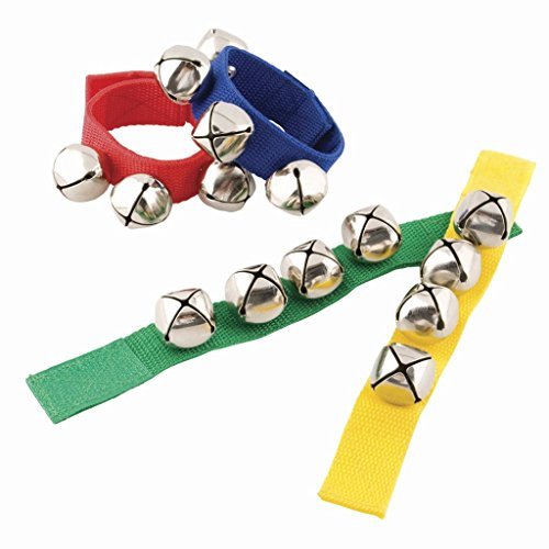 Adjustable Wrist Bells with Velcro Closure - 4 Jingle Bells for Dance, Yoga & Fitness (Green) - Perfect for Kids Activities, Musical Education & Costume Accessories