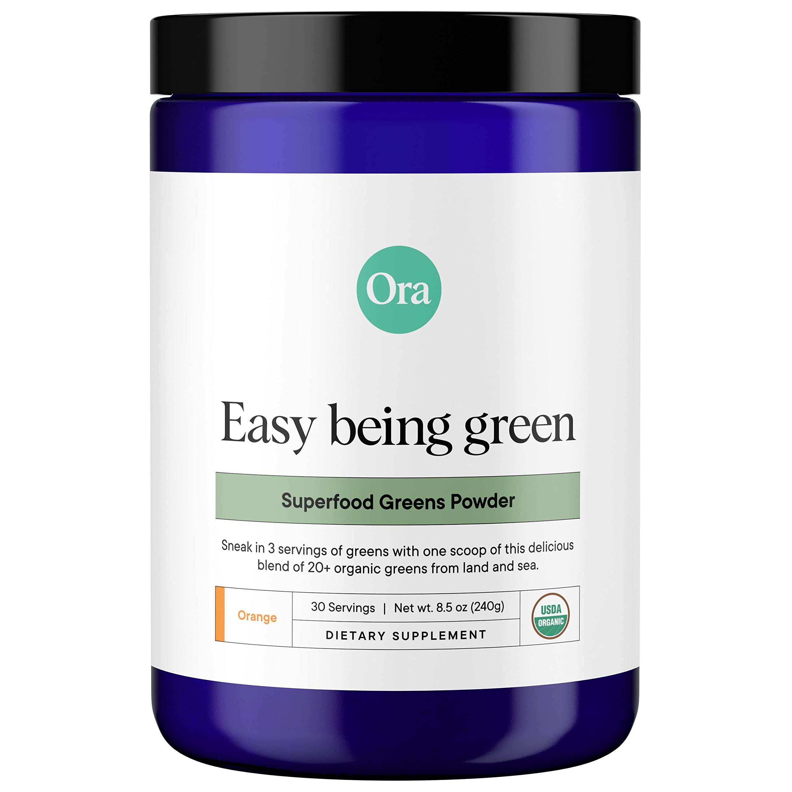Ora Organic Greens Powder - Vegan, Gluten-Free Superfood Supplement for Energy, Detox & Immunity | Antioxidant-Rich with 20+ Organic Greens & Adaptogens | Citrus Flavor, 30 Servings | Perfect for Post-Workout Recovery & Daily Wellness Boost