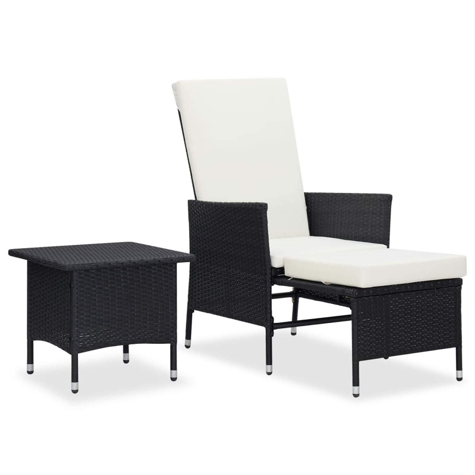 Tidyard 2-Piece Outdoor Sun Lounger Set with Adjustable Footrest, Coffee Table & Cushion - Poly Rattan Patio Furniture for Poolside, Deck, Backyard, Balcony - Perfect for Relaxing, Sunbathing & Outdoor Entertaining