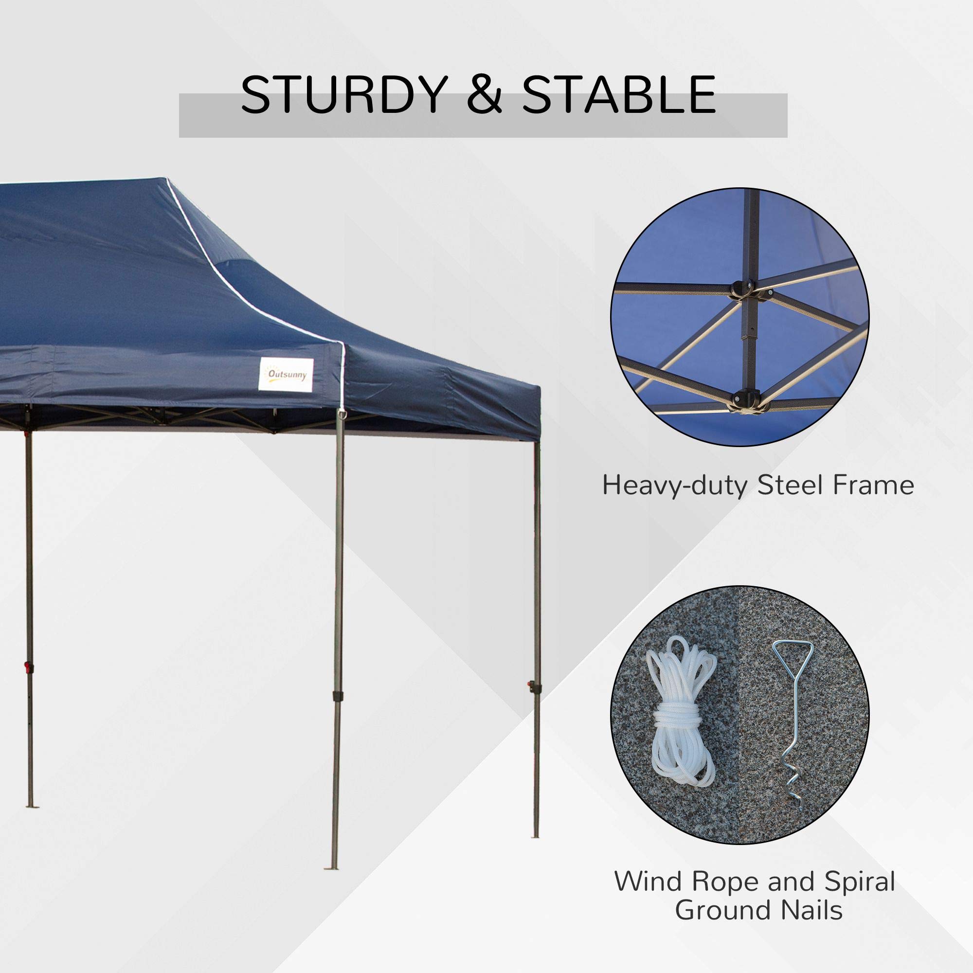 Outsunny 10' x 20' Pop Up Canopy Tent with Removable Sidewalls & Doors, Instant Shelter for Outdoor Parties, Camping, Backyard Events - Includes Wheeled Carry Bag & Height Adjustment - Perfect for Gardens, Patios, Beach & Tailgating