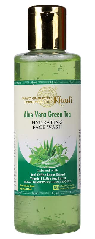Parwati Gramudyog Herbal Aloe Vera & Green Tea Face Wash - SLS & Paraben Free, Anti-Acne, Brightening Formula for Radiant Skin - 210ml (Pack of 1) | Perfect for Daily Cleansing & Glowing Complexion