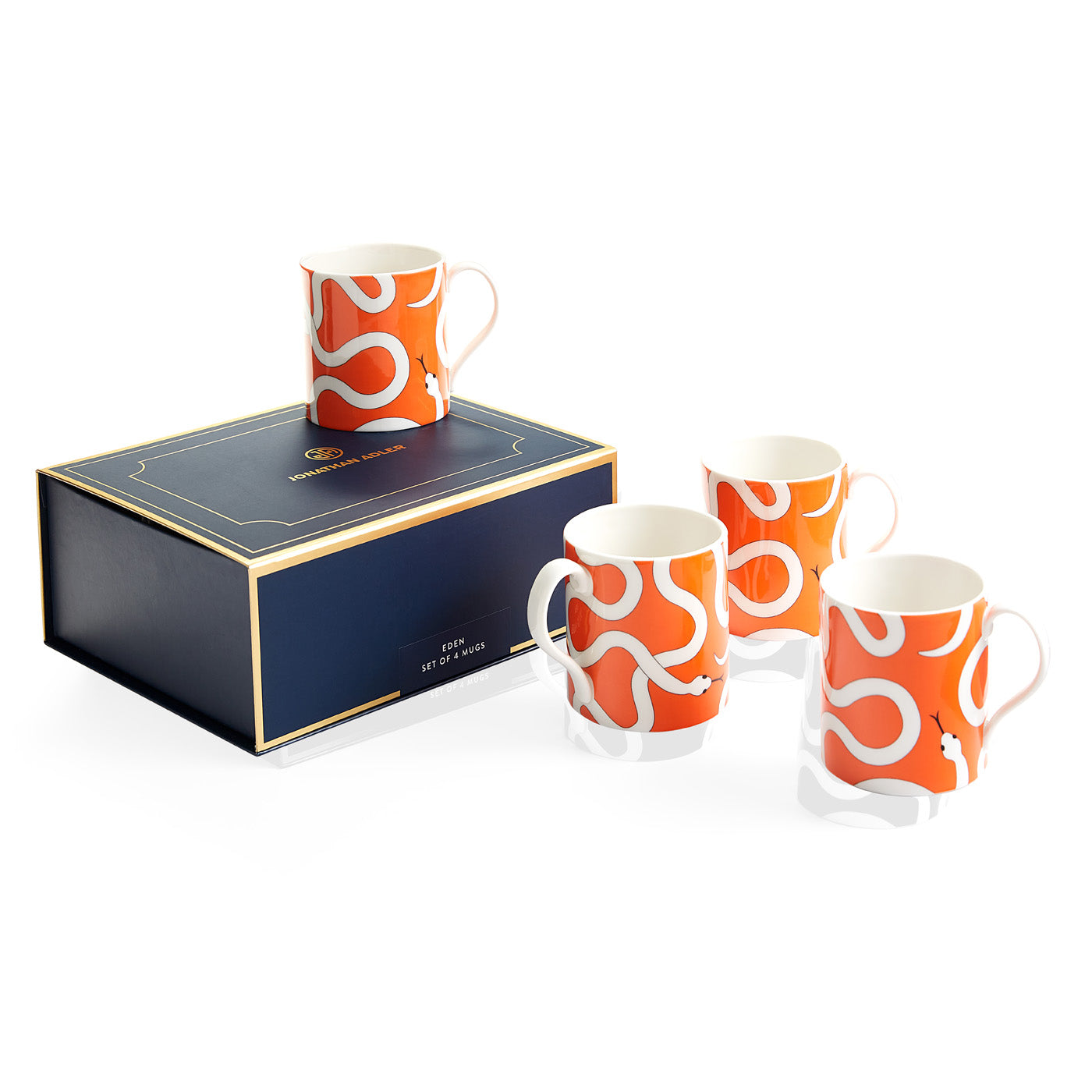 Premium Eden Ceramic Mug Set - 4-Piece Coffee & Tea Cups with Comfort Handle - Perfect for Home, Office, or Gift Giving