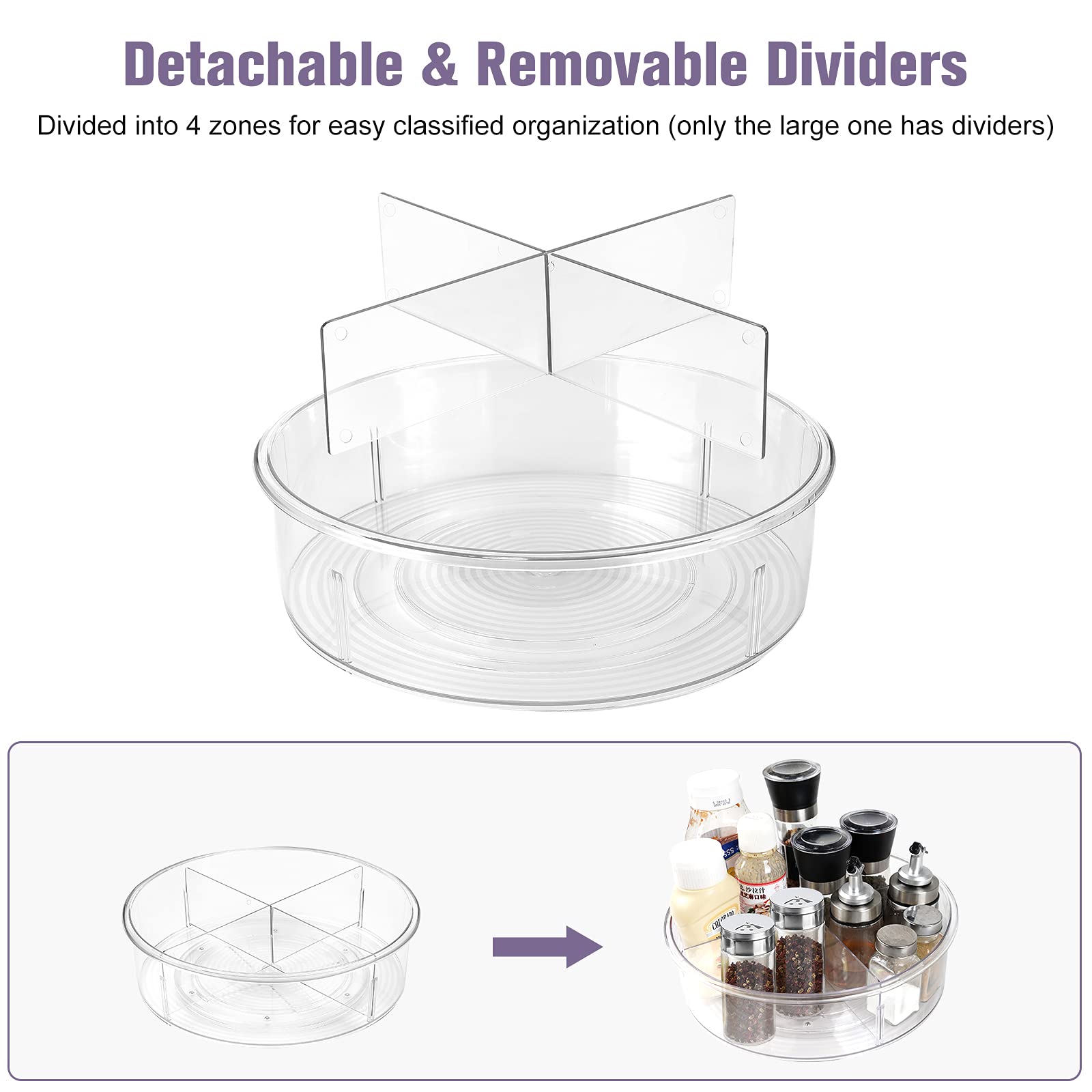 Puricon 2 Pack Clear Lazy Susan Turntable Organizer (12