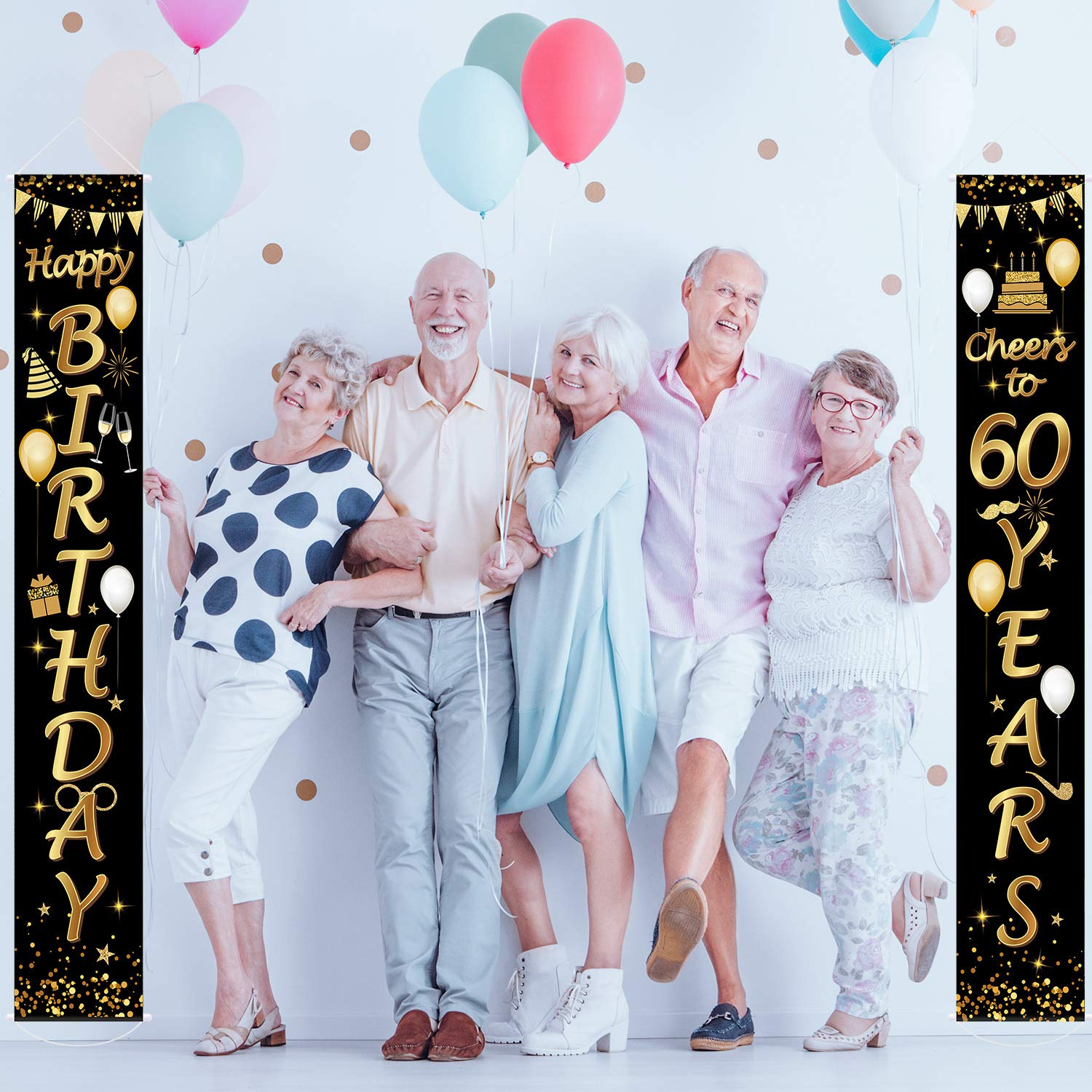 2-Pack 60th Birthday Party Decorations Set - Cheers to 60 Years Banner & Welcome Porch Sign for Milestone Celebration | Perfect for Retirement Parties, Anniversary Decor & Golden Birthday Events