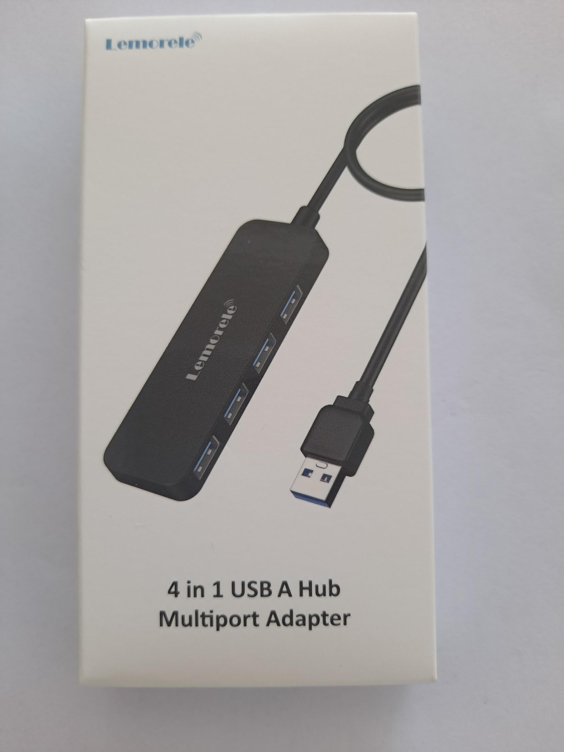 Lomorele 4-Port USB 3.0 Hub Ultra Slim Portable Data Hub - High-Speed USB Splitter for Laptop, PC, MacBook - Perfect for Home Office, Gaming & Multi-Device Charging Station