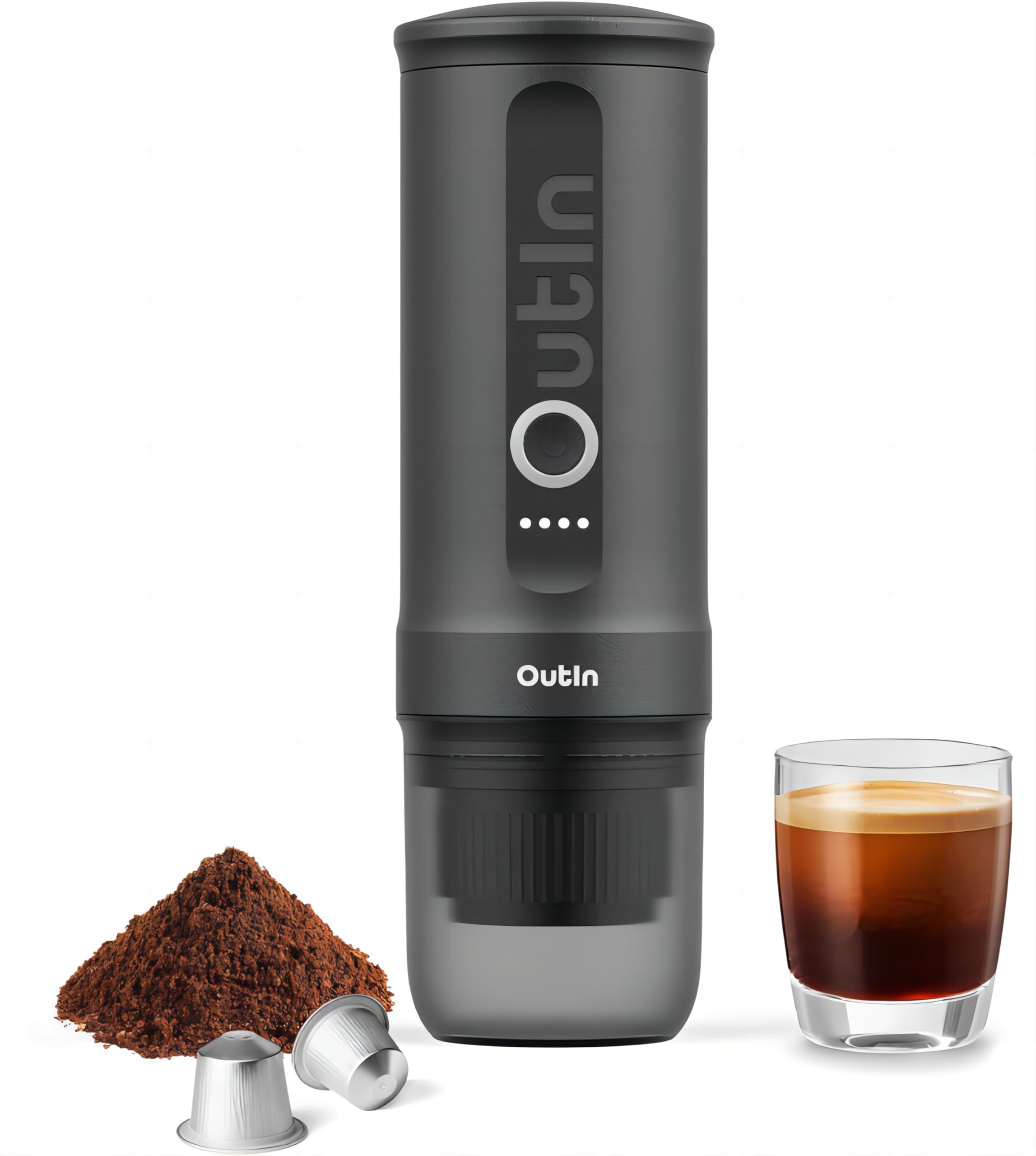 OutIn Nano Portable Electric Espresso Machine - Compact Travel Coffee Maker with Carrying Bag for Camping, Office & Home Use