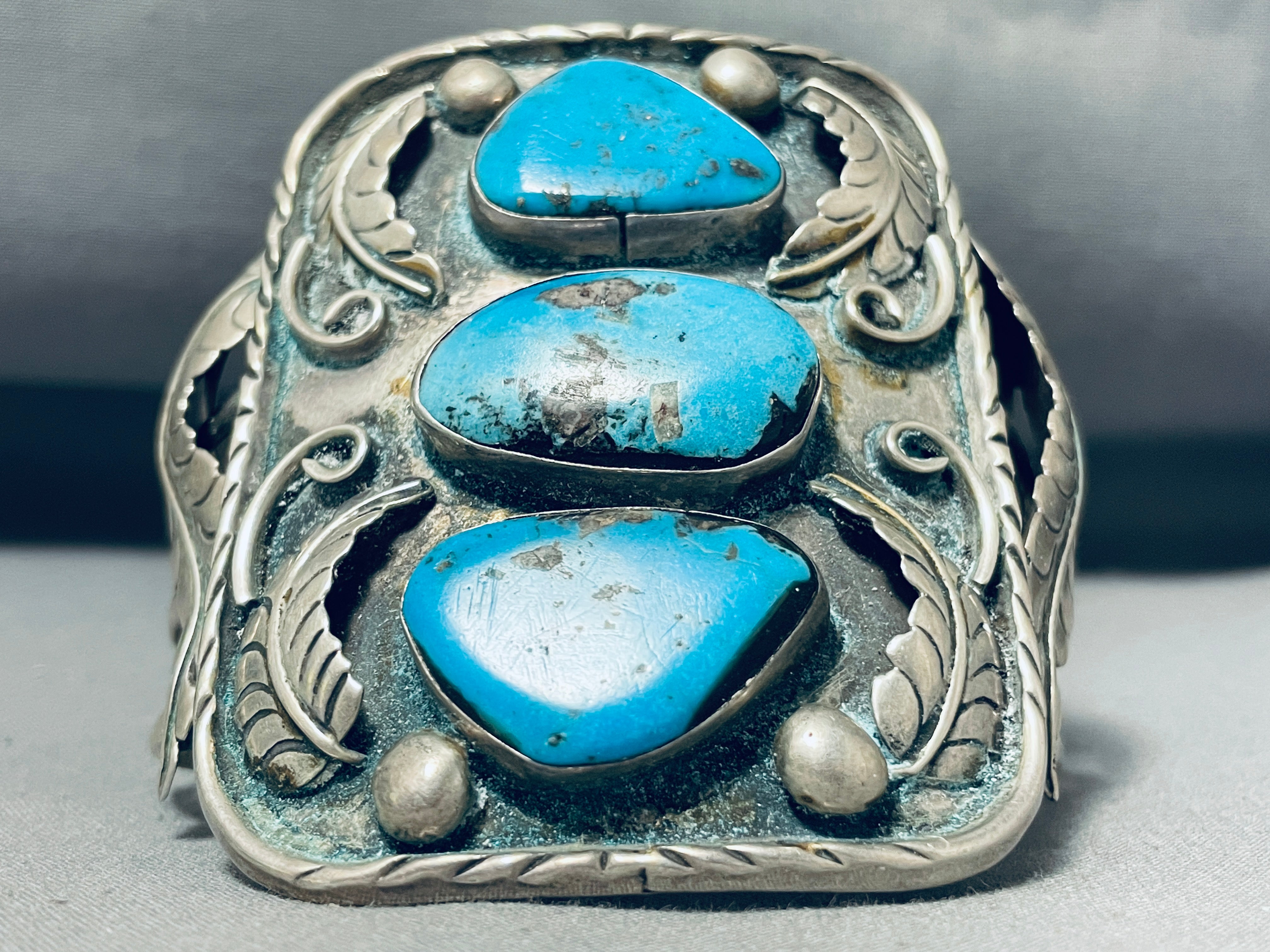 101 Gram Large Wrist Vintage Native American Navajo Turquoise Sterling Silver Bracelet for Men - Perfect for Western Fashion, Boho Style & Gift Giving