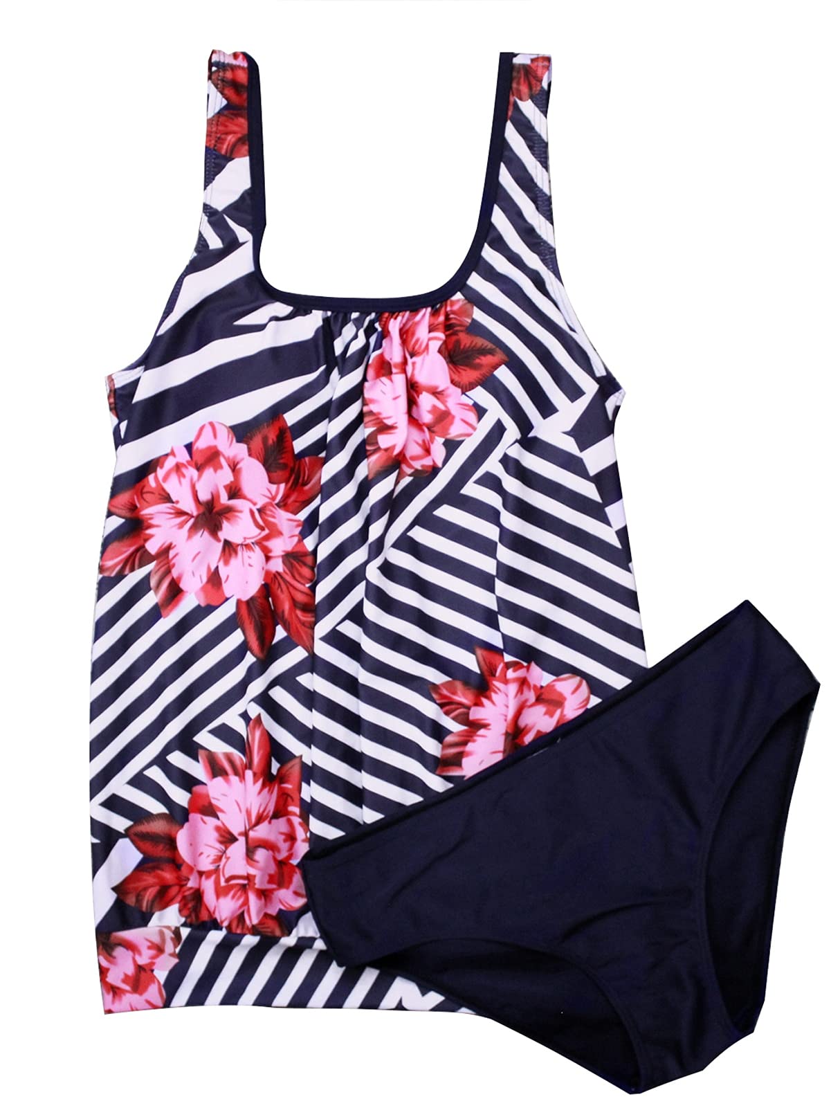 BIKINX Plus Size Tankini Swimsuits for Women - Tummy Control Two Piece Bathing Suits | High Waisted Swimwear for Beach, Pool & Vacation