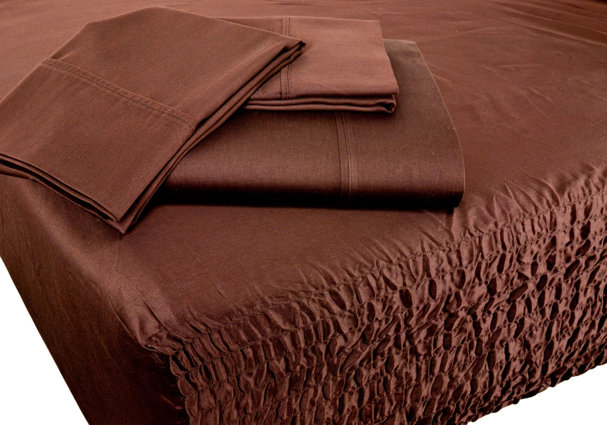 Bed Tite Stretch Fit 300 Thread Count 100% Cotton Luxury Oversized 4-Piece Queen Sheet Set with Pillowcases - Chocolate Brown | Soft & Breathable Bedding for Comfortable Sleep, Hotel-Style Luxury for Master Bedrooms & Guest Rooms