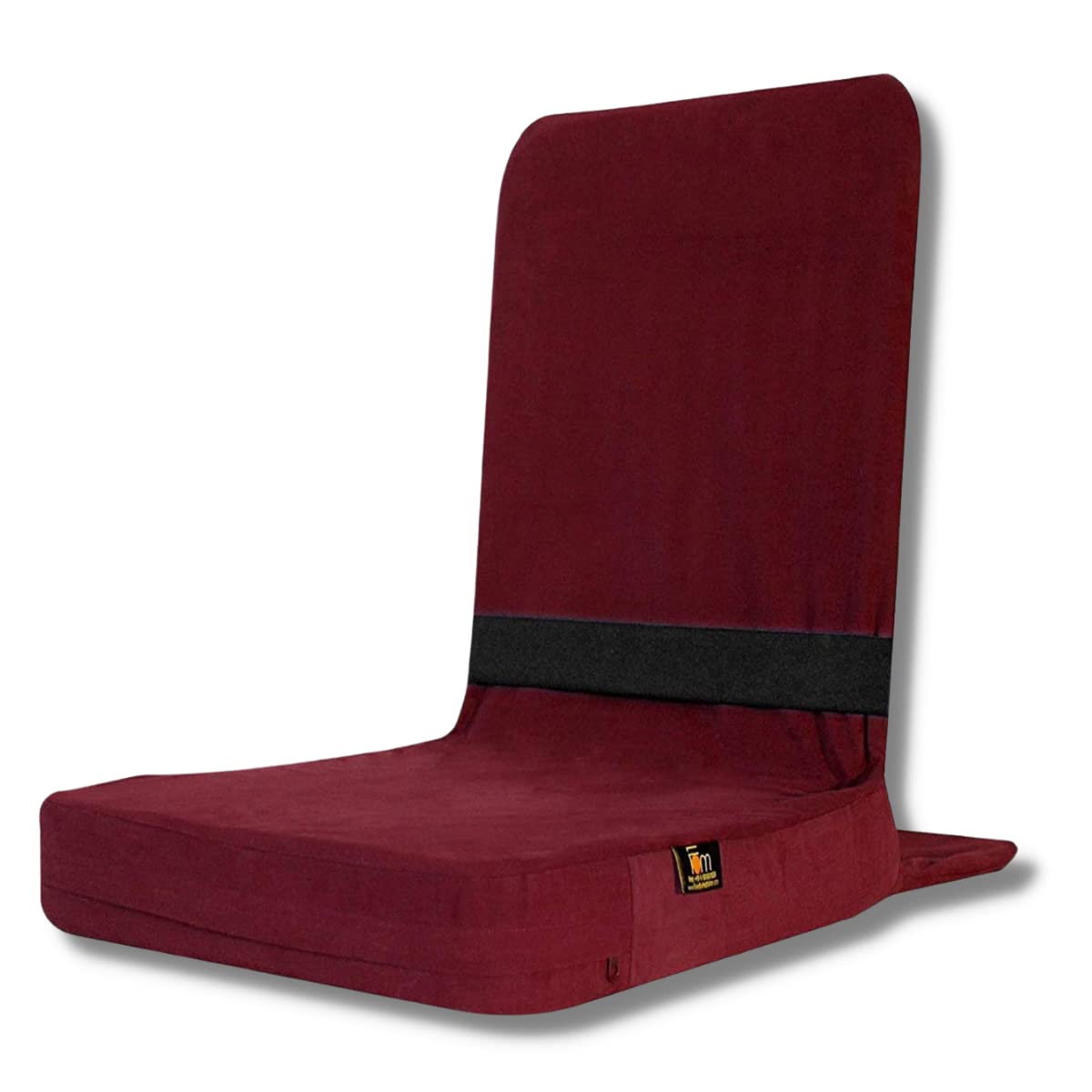 Foldable Portable Back Jack Yoga Chair with Lumbar Support - 18x18 Inch Maroon Floor Seating for Meditation, Yoga, Gaming & Relaxation - Indoor/Outdoor Comfort Cushion for Adults - Perfect for Home, Office, Camping & Beach Use