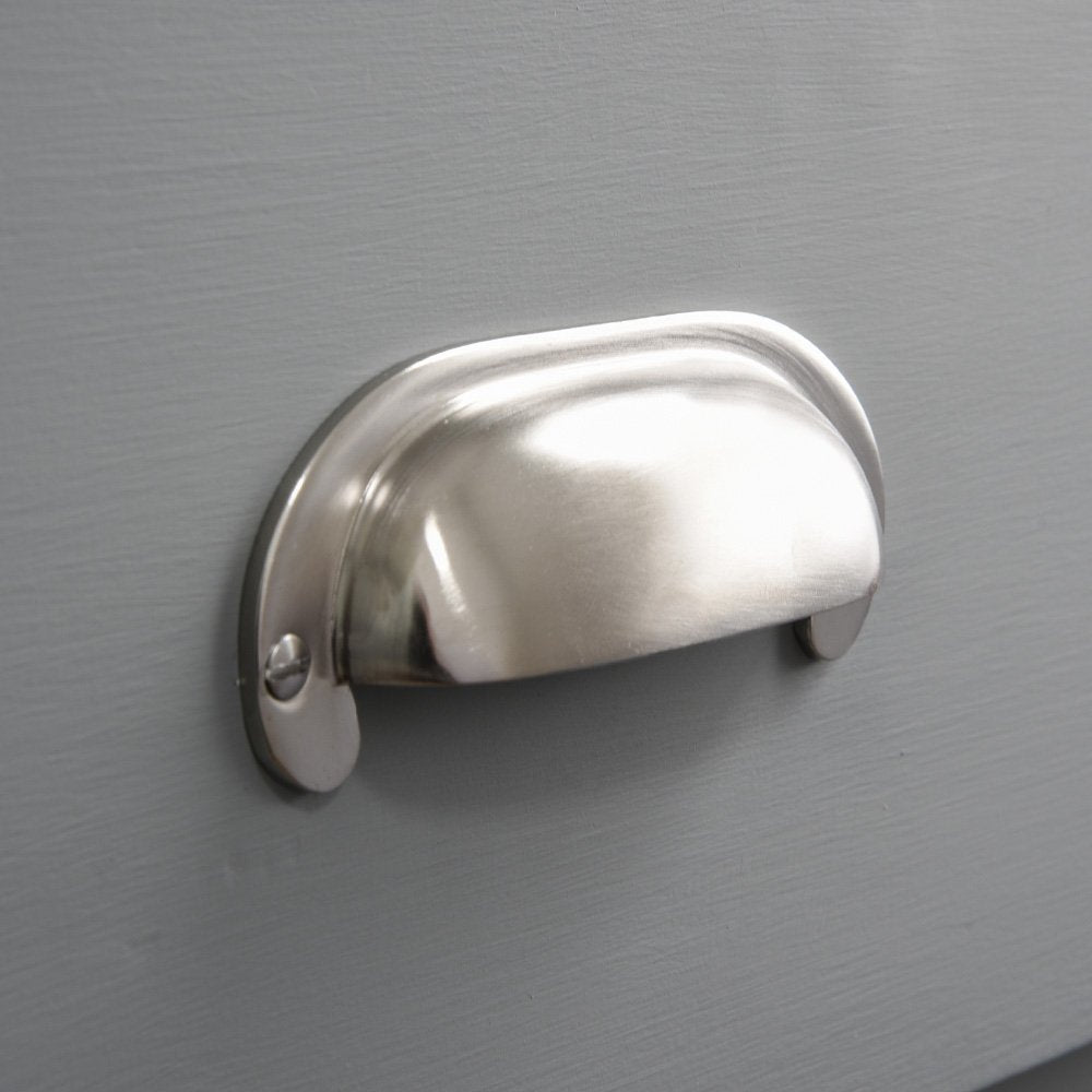 Satin Nickel Large Curved Hooded Drawer Handle - Elegant Cabinet Pulls for Kitchen & Bathroom Renovation - Perfect for Modern Home Decor and Furniture Upgrade