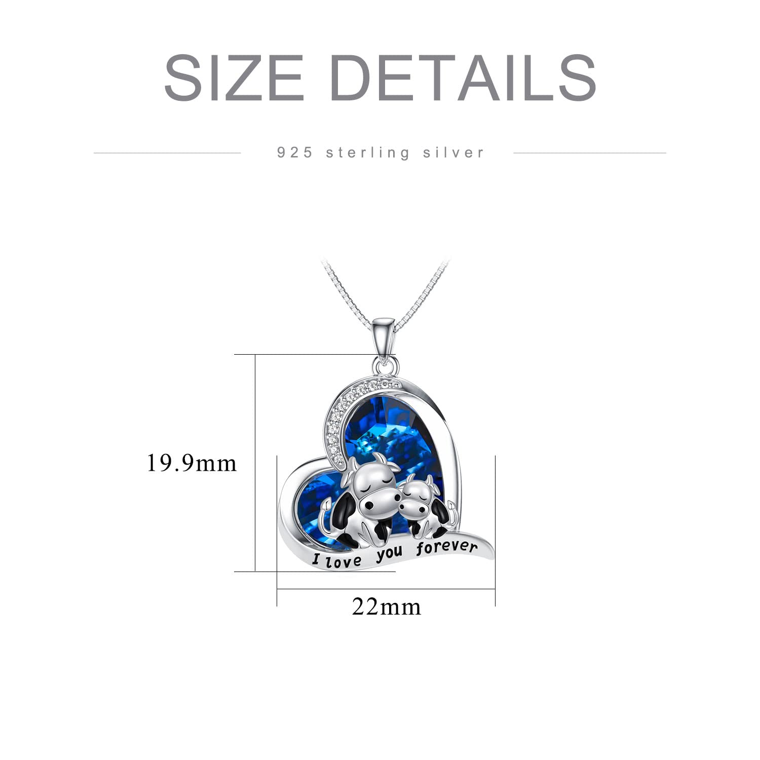 Mothers Day Gifts for Mom Women Girls - 925 Sterling Silver Cow Necklace Pendant Jewelry, Birthday Gift for Her, Perfect for Christmas, Valentine's Day & Anniversary